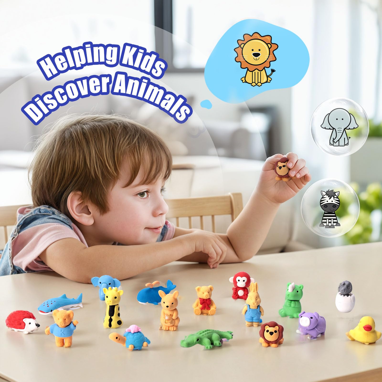 50PCS Cute Animal Pencil Erasers - 3 Otters Design, Fun Desk Pets for Kids Classroom, School Supplies & Party Favors - Perfect for Back to School, Easter Egg Stuffers, Carnival Prizes and Classroom Rewards