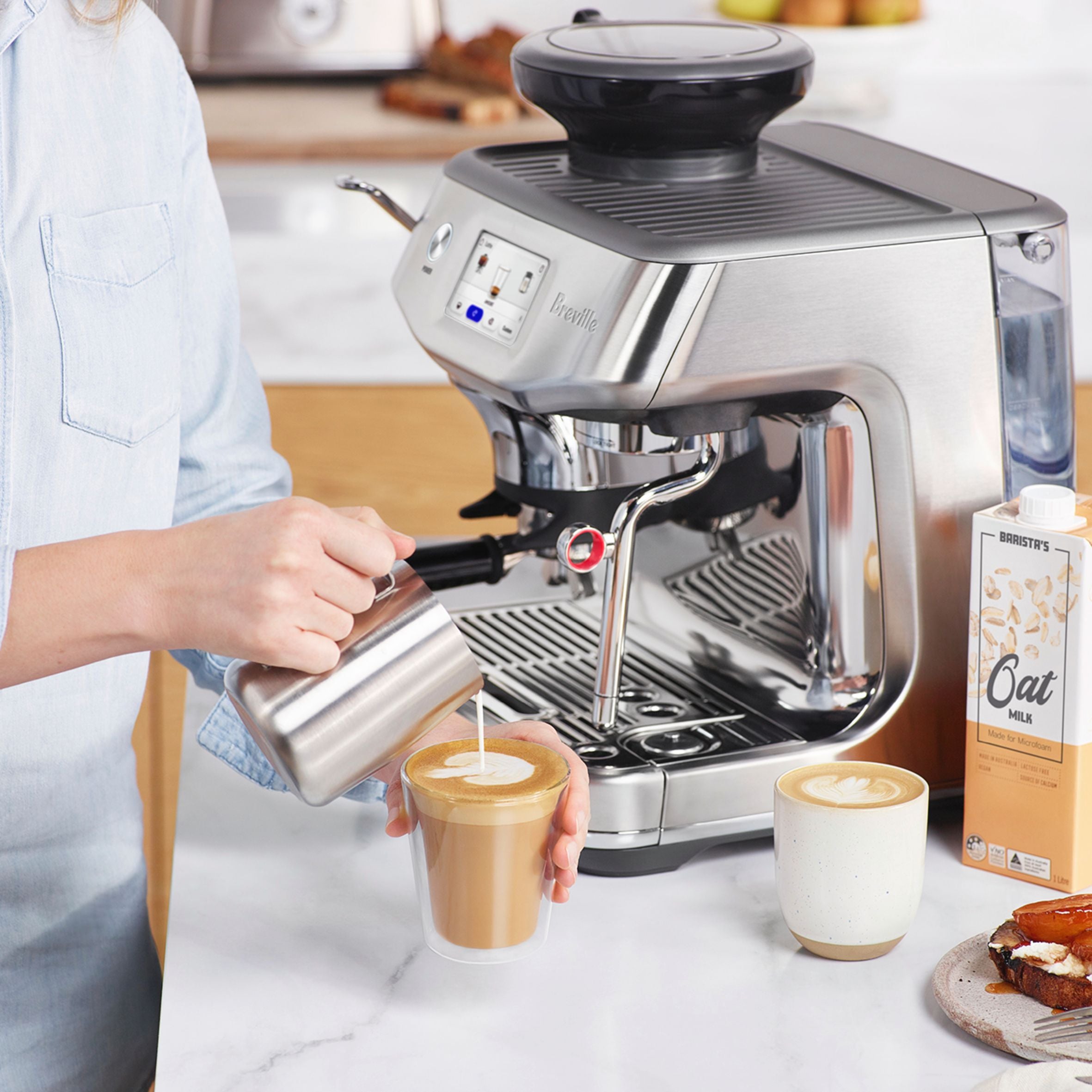 Breville Barista Touch Impress BES881BSS Espresso Machine - Automatic Milk Frother, Touch Screen Control for Perfect Coffee at Home, Office or Cafe