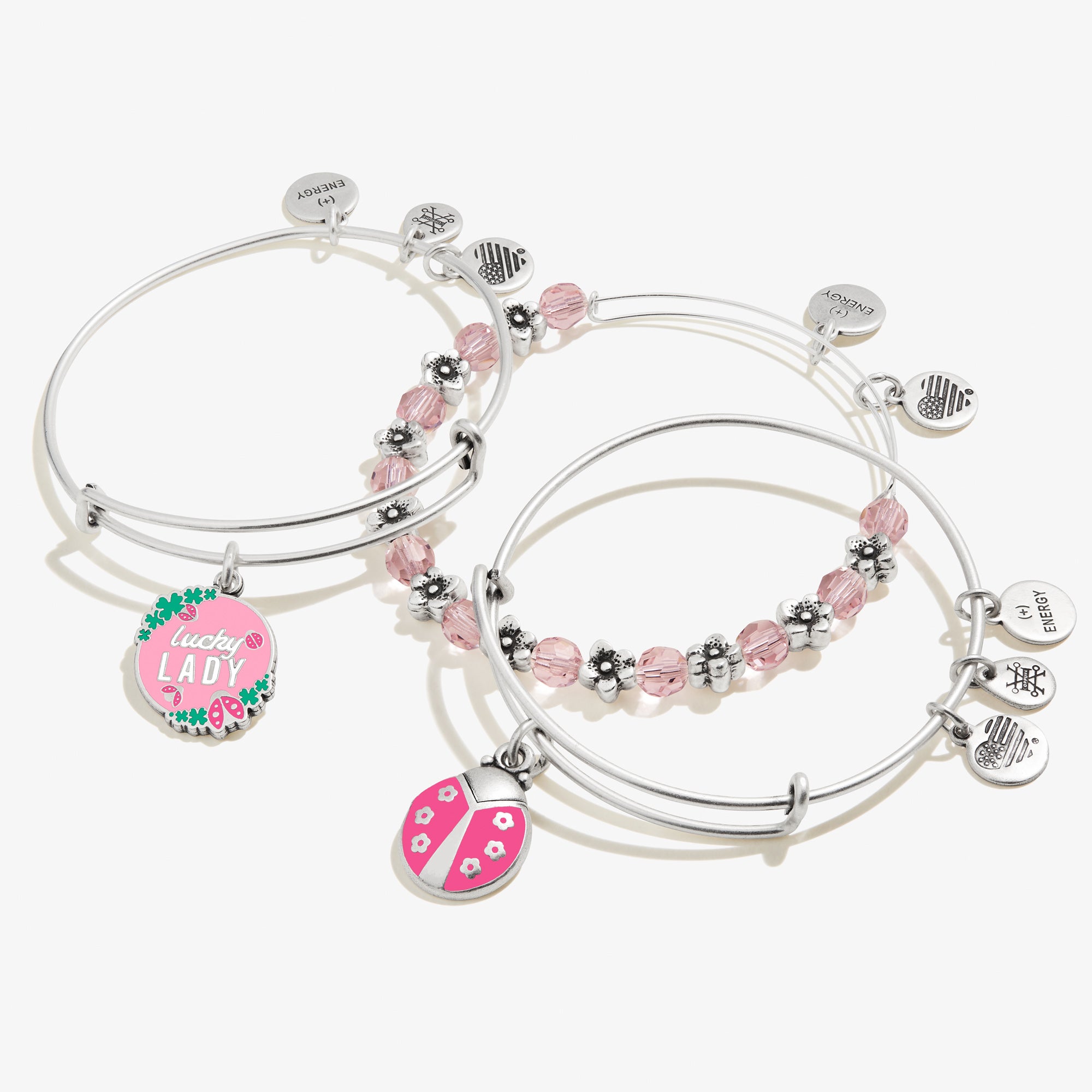 Lucky Lady Charm Bangles Set of 3 - Elegant Adjustable Bracelets for Women, Perfect for Everyday Wear, Gifts & Special Occasions