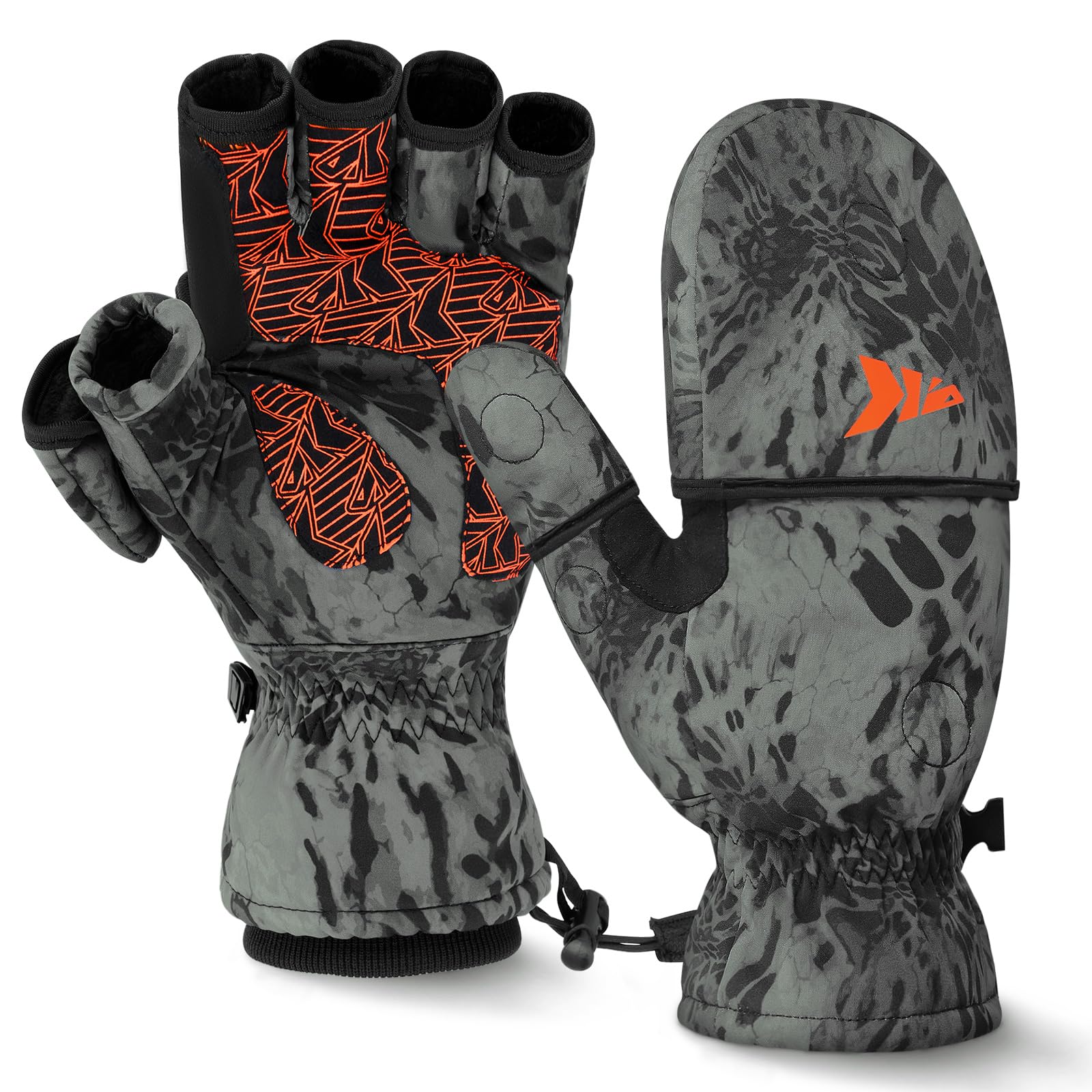 KastKing PolarBlast Ice Fishing Gloves - Convertible Mittens with 3M Thinsulate for Extreme Cold Weather - Waterproof Winter Gloves for Ice Fishing, Photography & Outdoor Activities