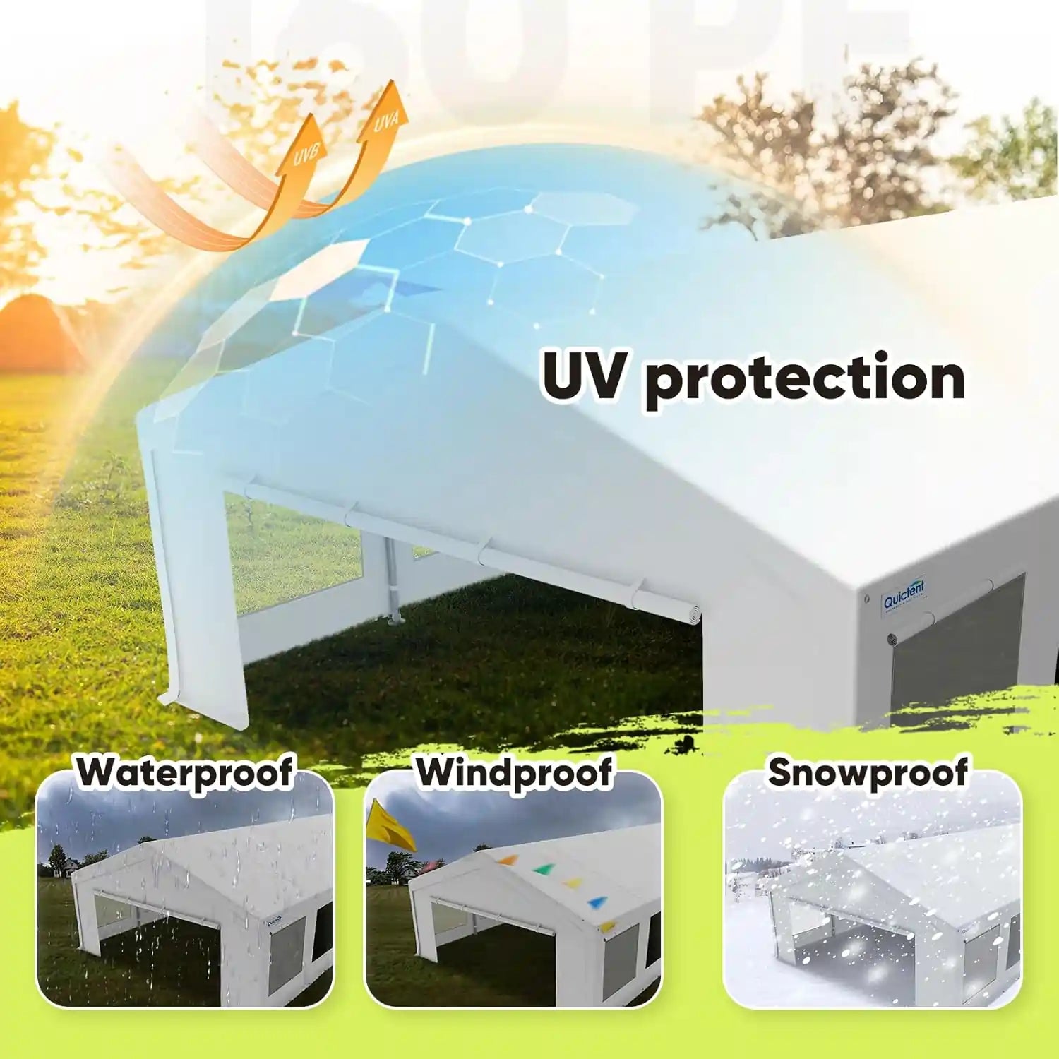 20' x 20' Pop Up Party Tent with Mesh Windows - Waterproof Outdoor Canopy for Weddings, Picnics, Camping & Backyard Events