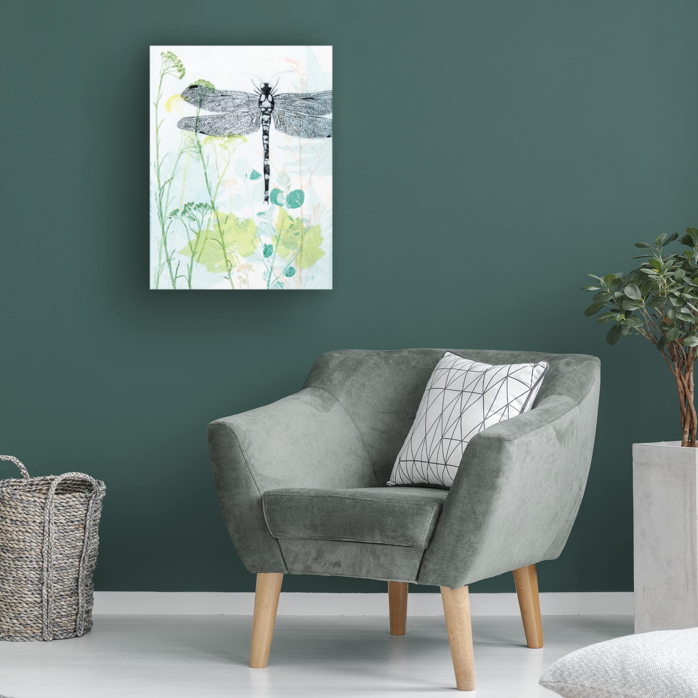 Trademark Fine Art 'Dragonfly And The Healing Plant' Canvas Wall Art Print by Trudy Rice - Nature Inspired Home Decor for Living Room, Bedroom & Office