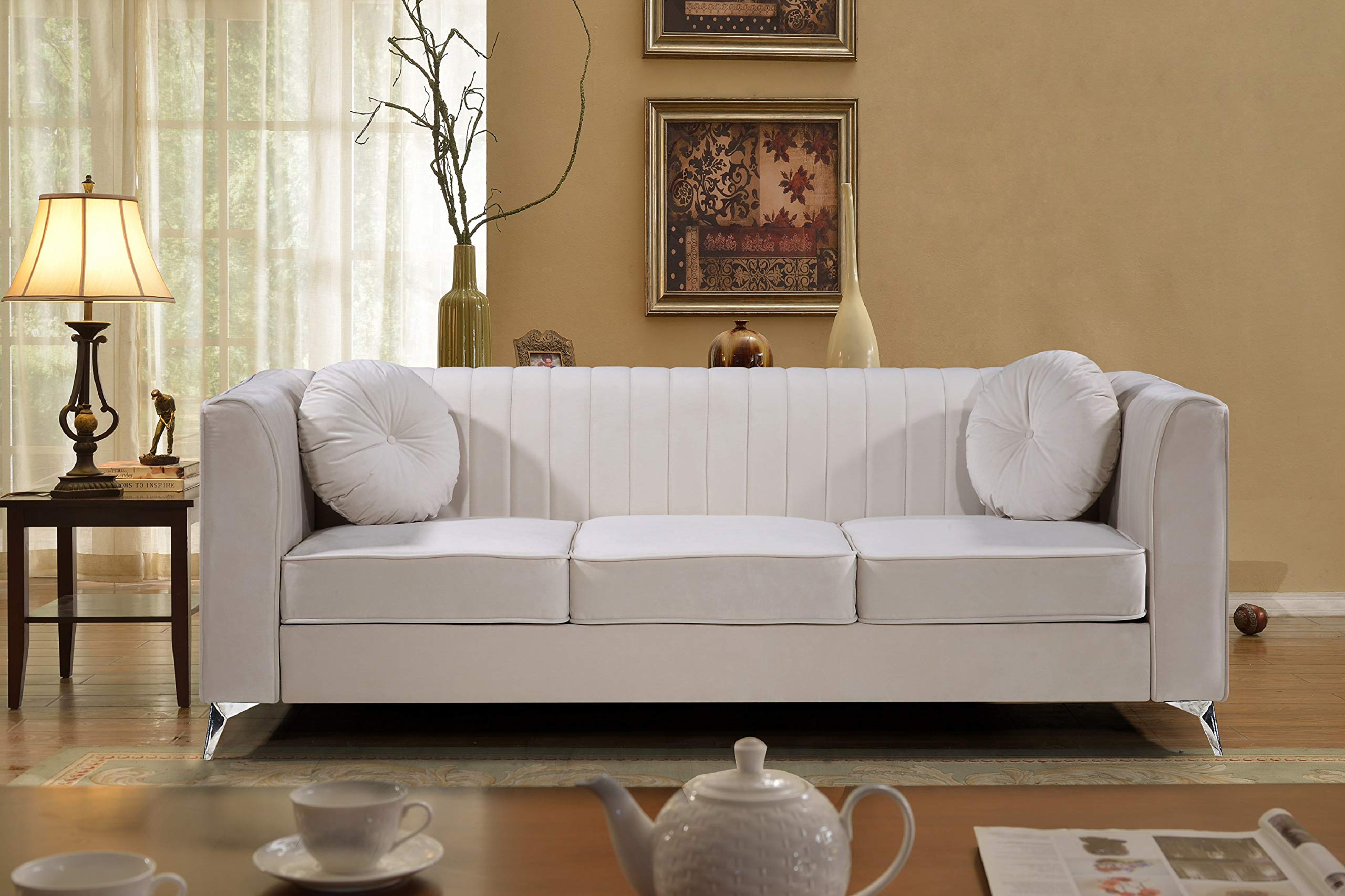 US Pride Furniture Sofa - Modern Beige Living Room Couch for Home & Office Comfort | Durable & Stylish Sectional Sofa for Relaxation, Entertaining & Small Spaces