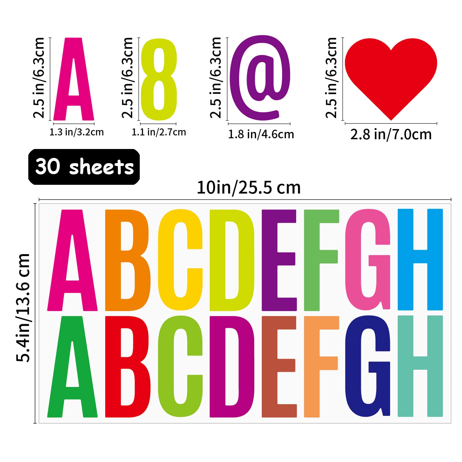 Bemeol 500-Piece Large Alphabet Letter Stickers (2.5 Inch) - Self-Adhesive Bulletin Board Letters for Mailbox, Door, Classroom & Home Decor - Perfect for DIY Projects, School Activities, and Wall Organization