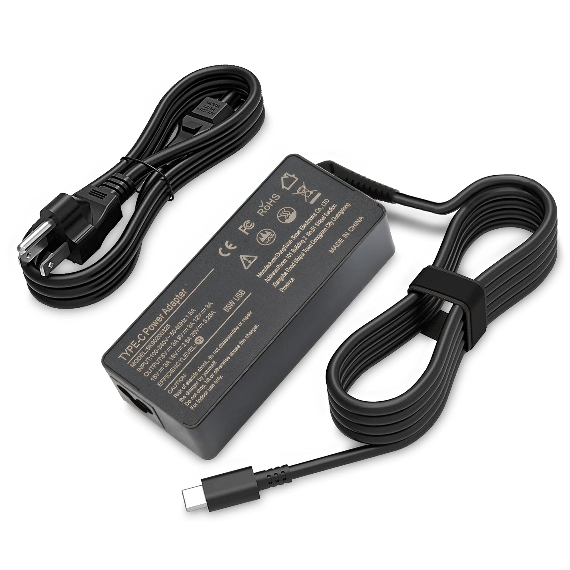 65W USB Type C Laptop Charger for Chromebook C330 S330 100e 300e 500e, ThinkPad T480 T490 T570 T580 T580s E580 E590, Yoga C930 C940 - Compatible with ADLX65YDC2A ADLX45ULCU2A Power Cord | Fast Charging for Home, Office & Travel