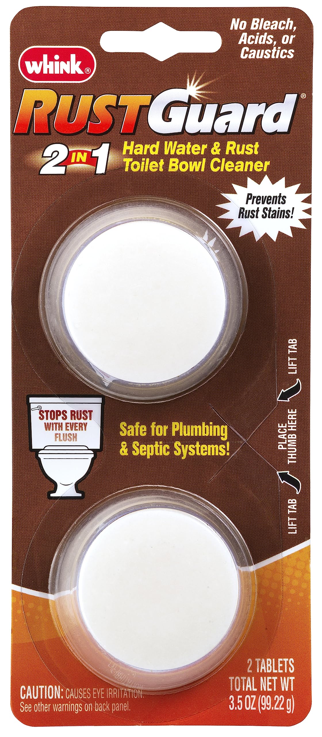 Whink 20223 RUSTGuard Time Released Bowl Cleaner - 4 oz Rust Remover for Toilets, Sinks & Bathtubs - Effective Stain Remover for Hard Water Deposits & Mineral Buildup - Perfect for Bathroom Cleaning & Maintenance