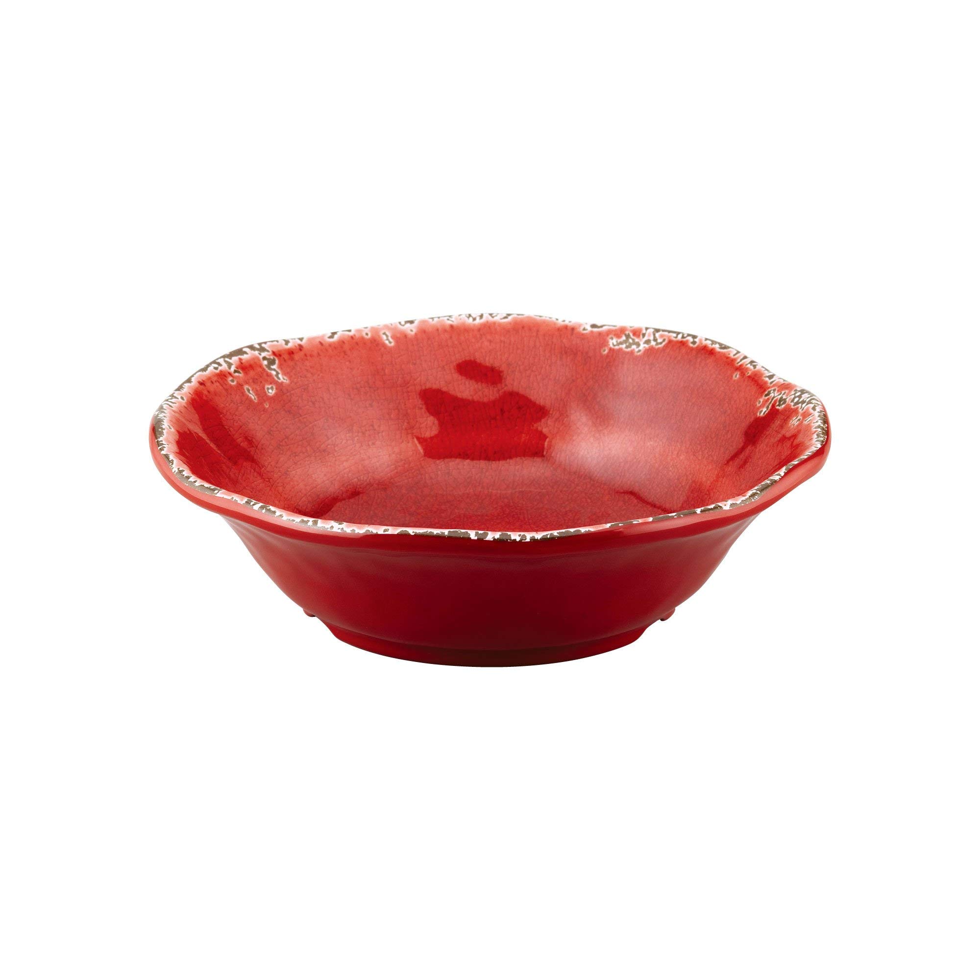 UPware 16-Piece Crackle Melamine Dinnerware Set - Durable Outdoor Dishes, Plates & Bowls for 4 - Shatterproof Red Tableware - Perfect for Picnics, Camping, and Patio Dining