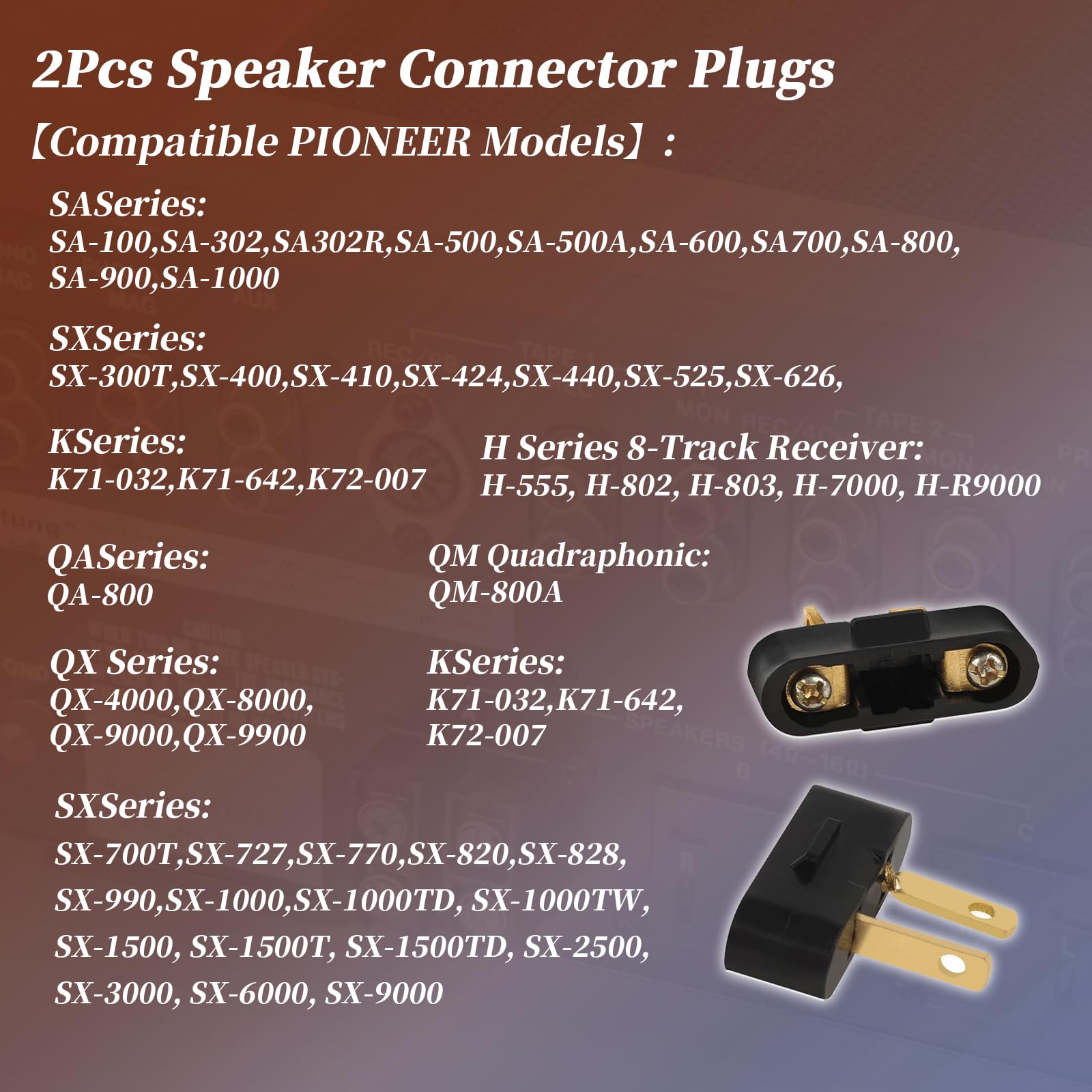2 Pin Black Speaker Cable - 1 Inch Male to Male Audio Wire (2 Pack) - Compatible with Pioneer, Akai, Allied Radio Shack Receivers - Perfect for Home Theater, Stereo Systems & Audio Equipment Connections