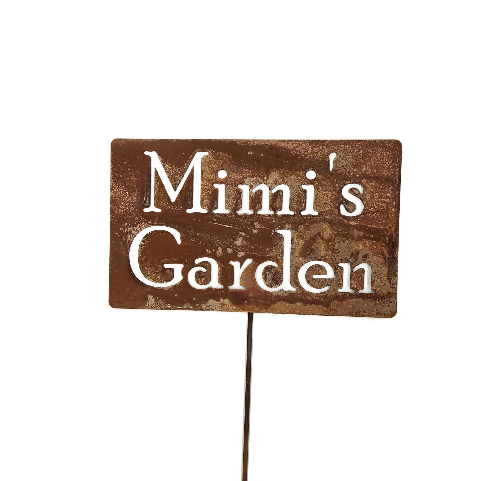 Personalized Family Name Metal Garden Stake - 20 to 33 Inches Tall (Mimi's Garden, Large 28