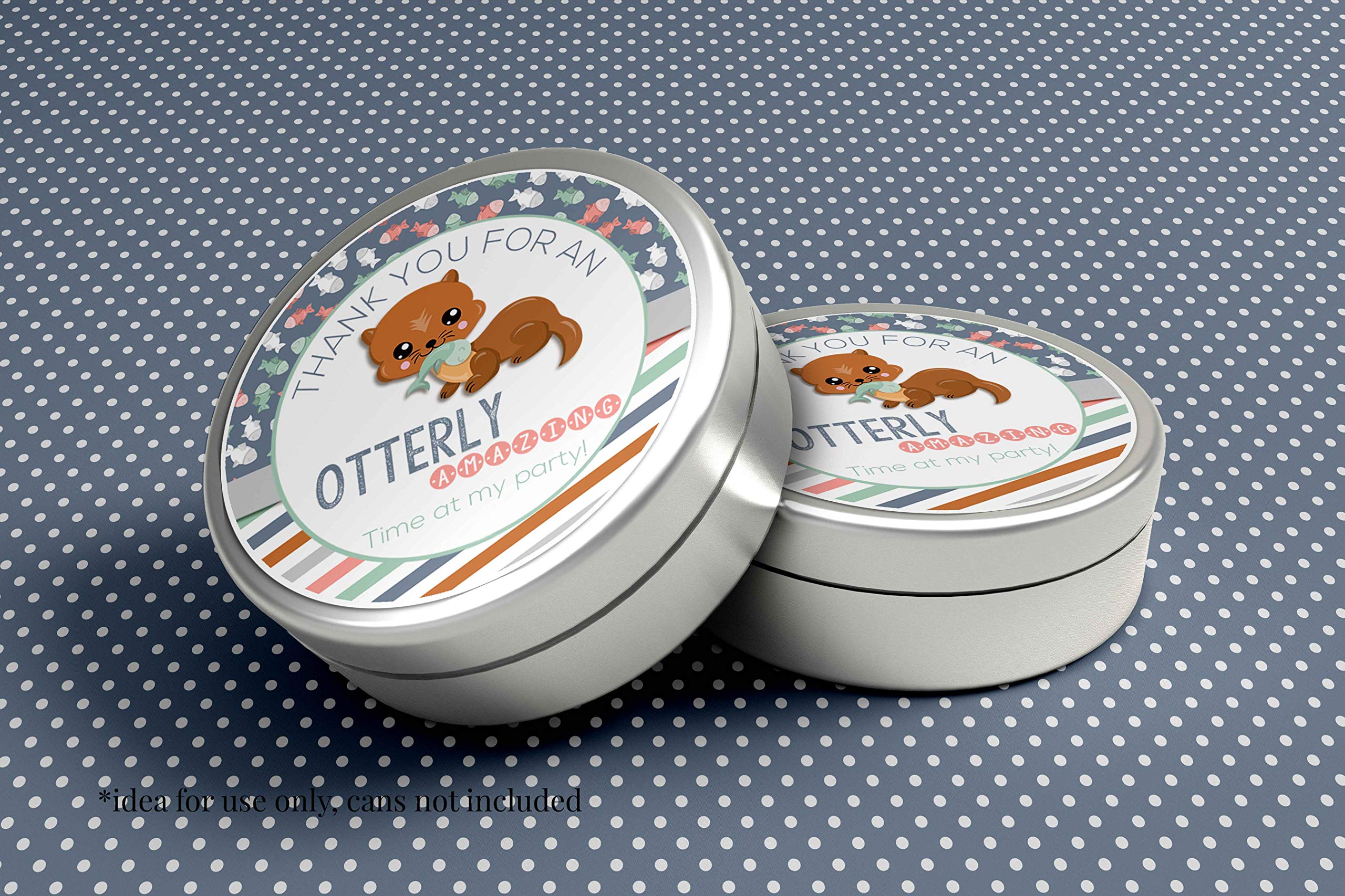 Cute Otter Themed Thank You Stickers for Kids - 40 Pack 2 Inch Round Party Labels by AmandaCreation - Perfect for Birthday Favors, Envelope Seals, Goodie Bags & Scrapbooking