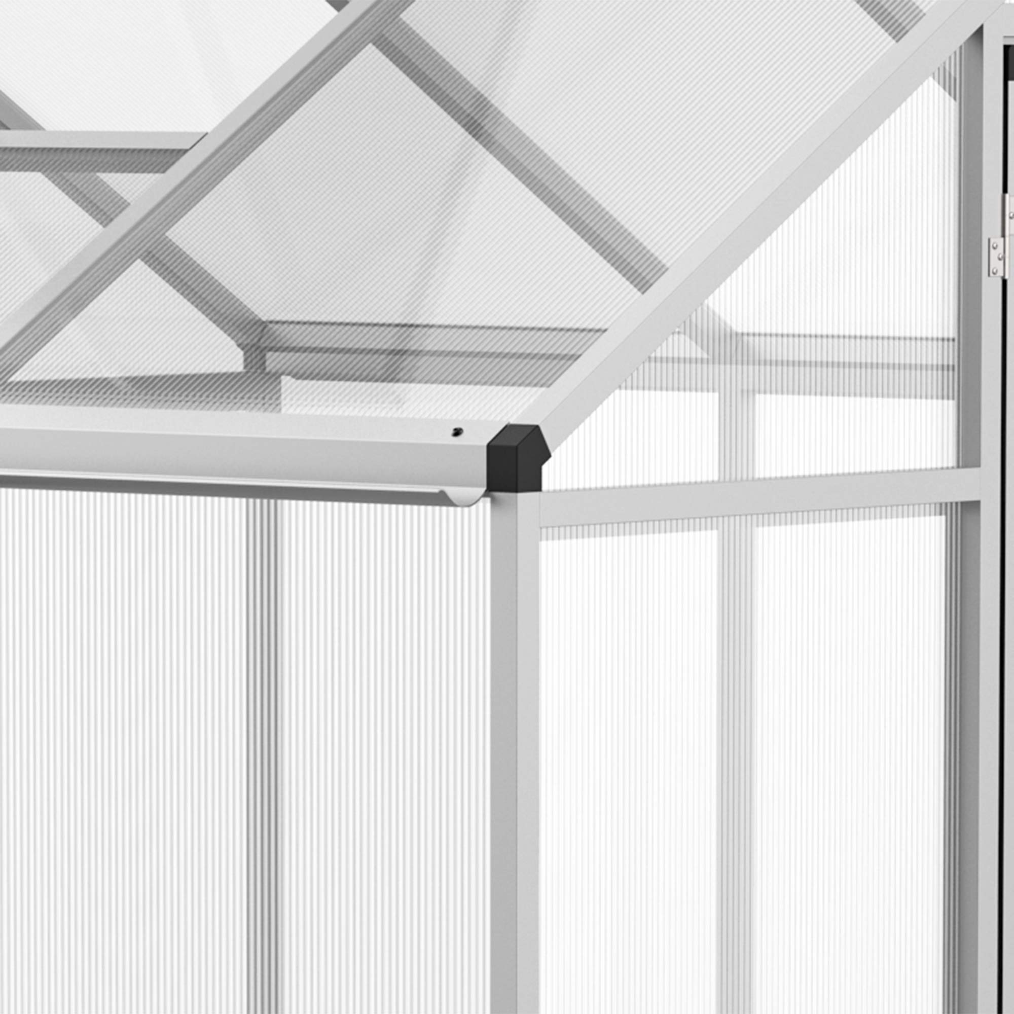 Outsunny 6x6 FT Polycarbonate Greenhouse with Rain Gutter & Roof Vent - Aluminum Walk-in Garden Greenhouse for Outdoor Patio, Backyard, Balcony - Perfect for Growing Vegetables, Herbs & Flowers Year-Round