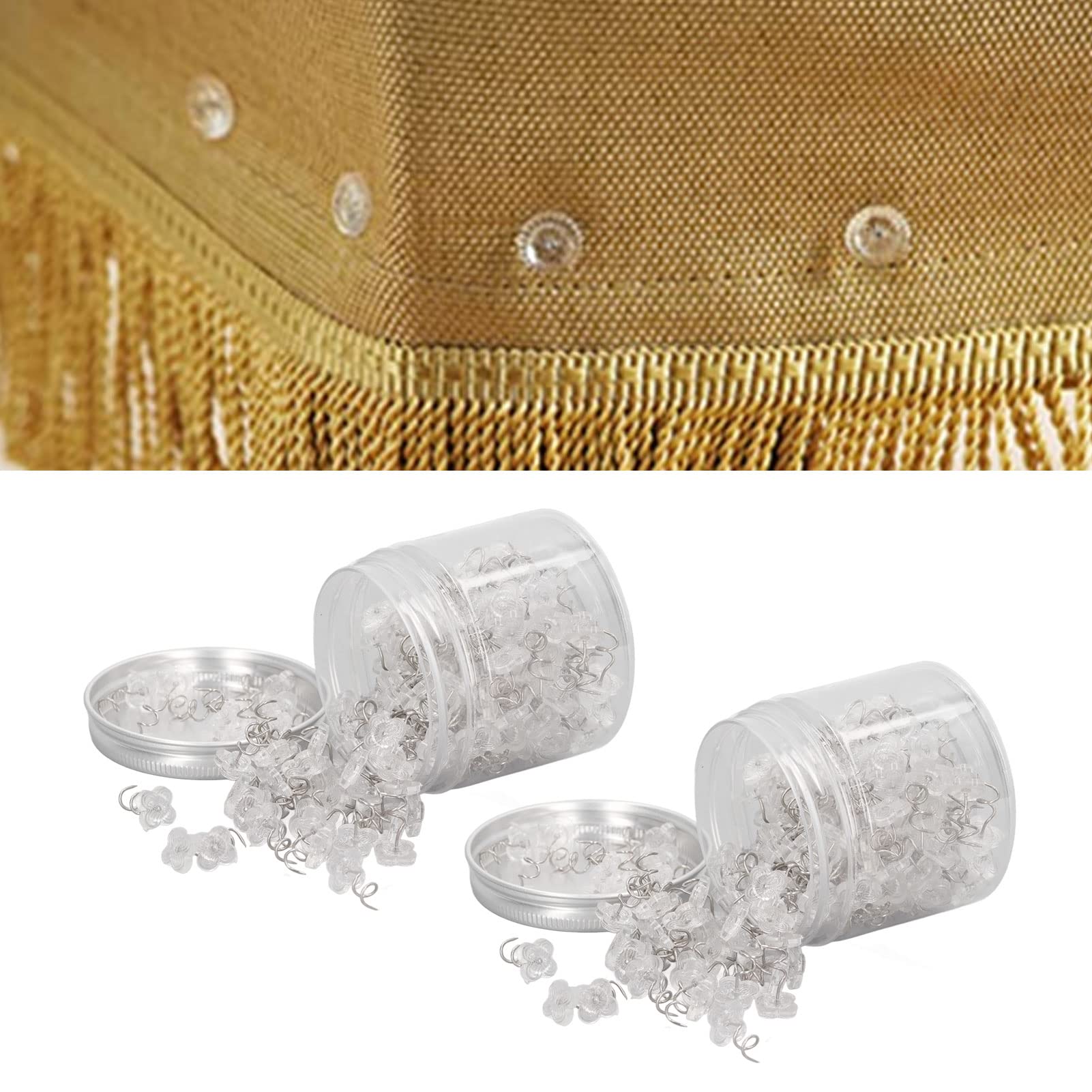400PCS Upholstery Tacks - Clear Head Twist Pins for Slipcovers & Bedskirts