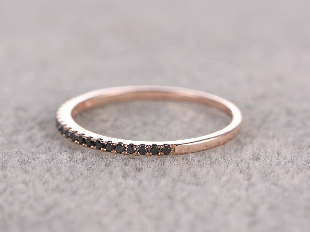 0.25 Carat Classic Black Moissanite Diamond Wedding Ring for Women - 10k Rose Gold Wedding Band, Engagement Ring, Anniversary Gift for Her - Perfect for Proposals, Bridal Jewelry & Special Occasions
