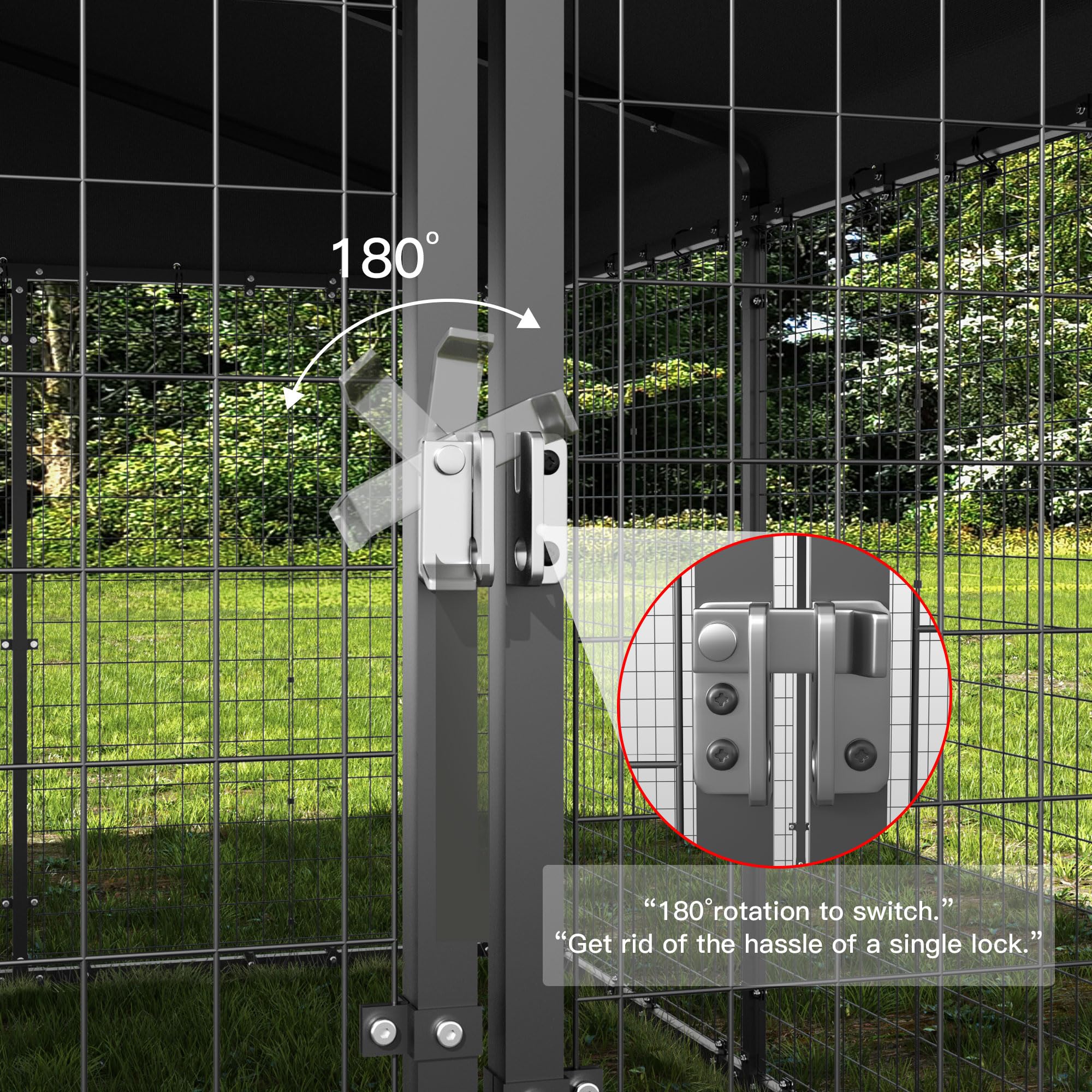 Kullavik Heavy Duty Large Outdoor Dog Kennel - Galvanized Steel Dog Cage with Roof & Double Safety Locks - Durable Pet Fence for Backyard, Kennel, or Travel - Perfect for Large Breed Dogs