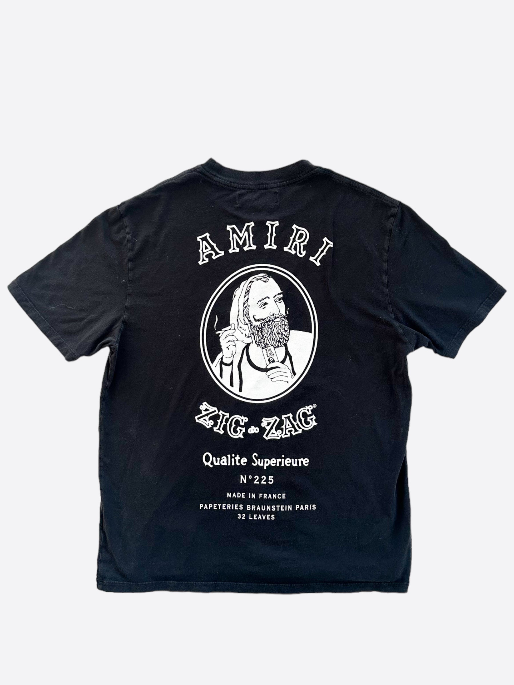 Amiri Zig Zag Black Logo T-Shirt for Men | Premium Cotton Streetwear Tee | Casual Outfit & Night Out Essential