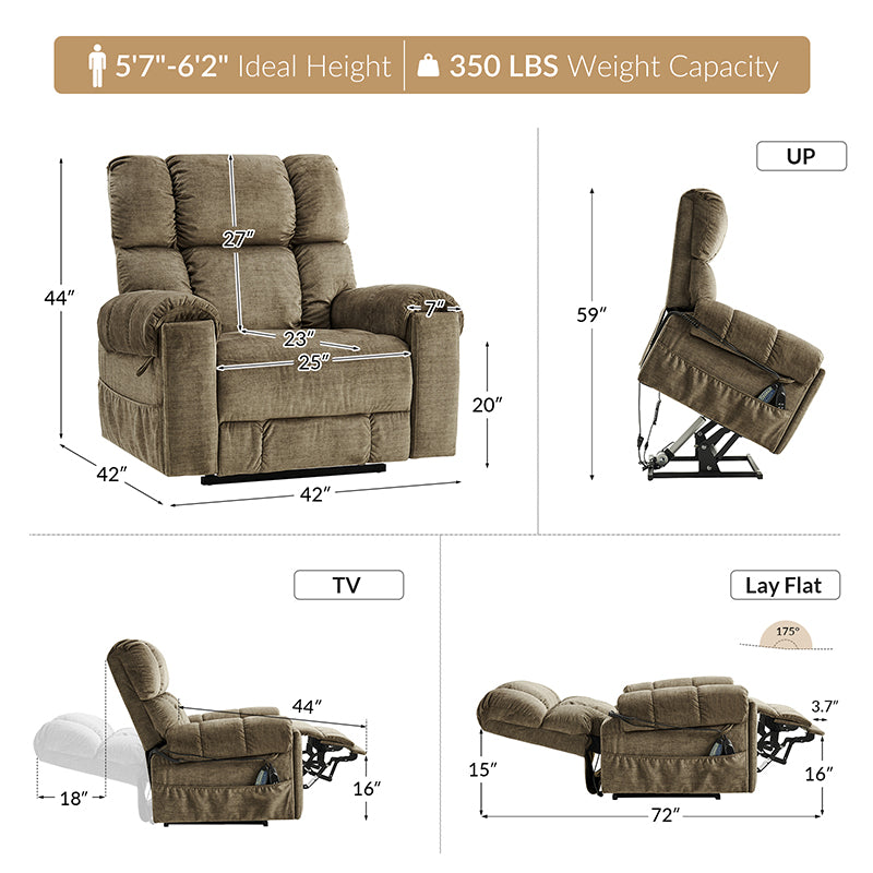 Harold Thera Massage Premium Infinite Position Lift Chair - Electric Recliner for Pain Relief & Relaxation - Perfect for Living Room, Bedroom & Home Theater Comfort