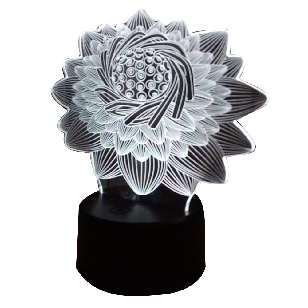 SOLUSTRE 3D Lotus Flower LED Night Light - 7 Color Changing Touch Control Table Lamp for Bedroom, Desktop, Nursery | Perfect Gift for Birthday, Wedding, Anniversary (Black Base) - Create Relaxing Ambiance for Sleep, Meditation & Home Decor