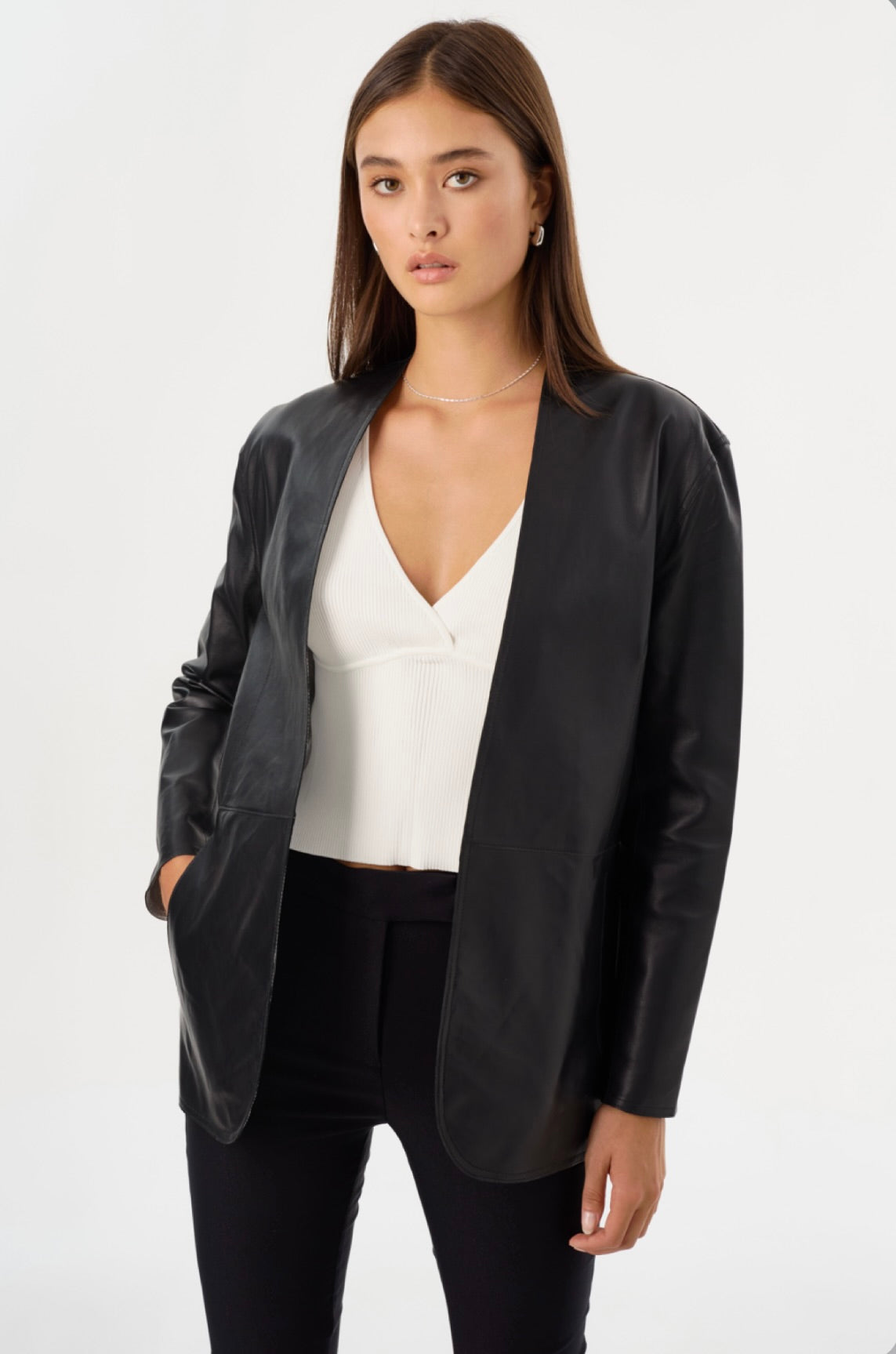 Leighton Reversible Leather Blazer for Women - Stylish Faux Leather Jacket with Two-Wear Design | Perfect for Office, Date Night & Fall Fashion Outfits