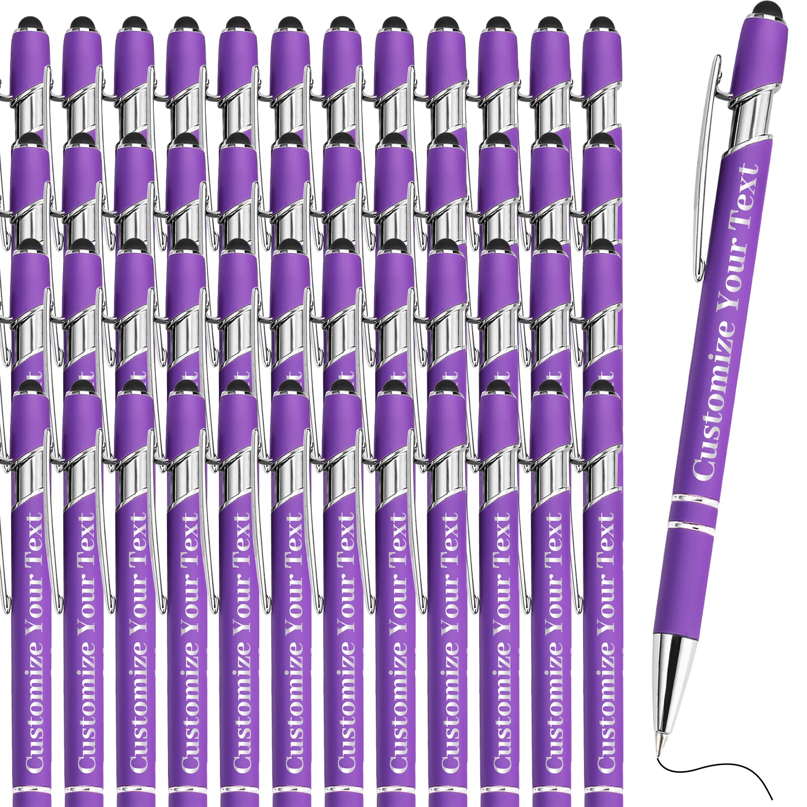 500 Pcs Custom Engraved Ballpoint Pens Bulk - Personalized with Name/Text, Stylus Tip, Free Engraving for Business, Graduation, Wedding & Christmas Gifts (100 Pack) - Perfect for Corporate Events, School Supplies & Party Favors