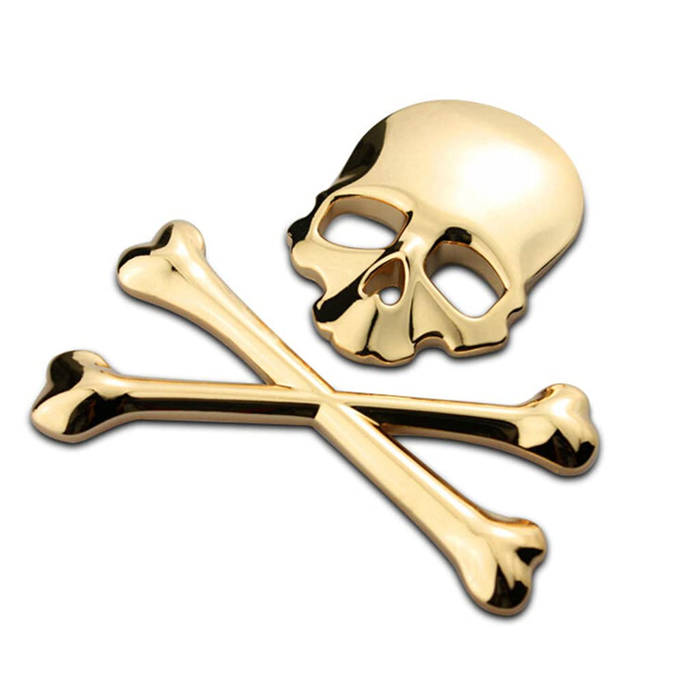 WINOMO 3D Skull Crossbone Pirate Car Emblem - Metal Badge Sticker for Car Decoration, Auto Styling Accessories | Perfect for Halloween, Pirate-Themed Vehicles & Motorcycle Customization
