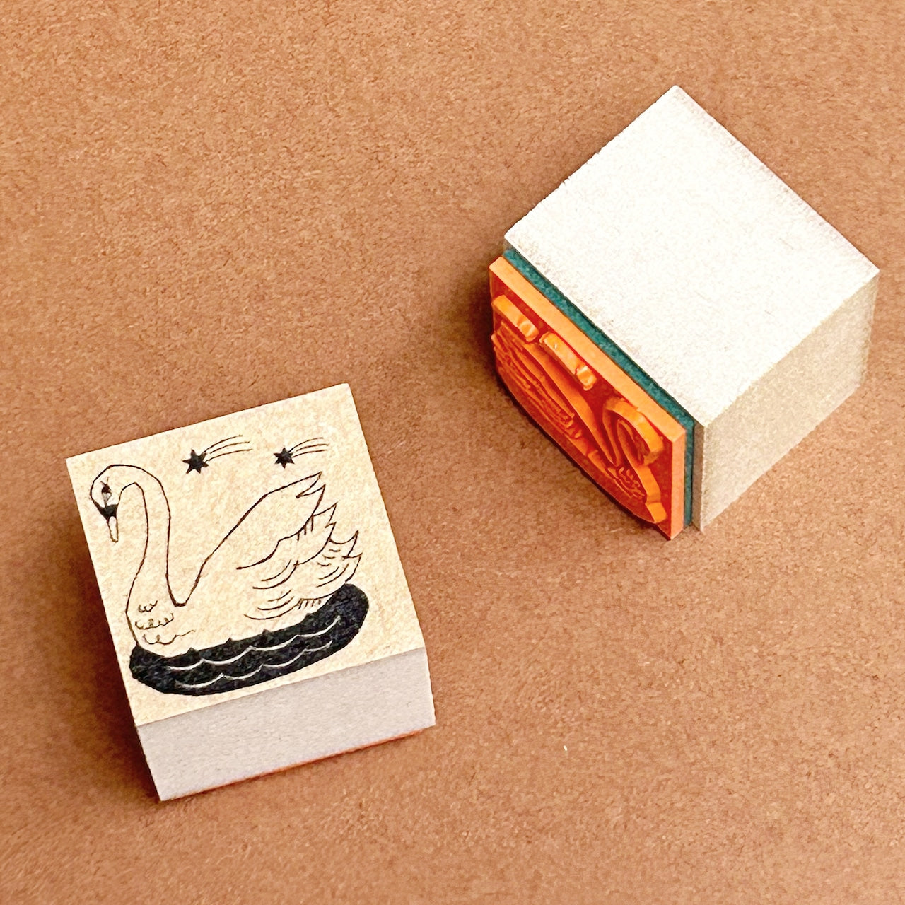 Kinotorico Wooden Rubber Stamp - Swan Design for Scrapbooking, Card Making & DIY Crafts | Handmade Rubber Stamps for Artists & Crafters