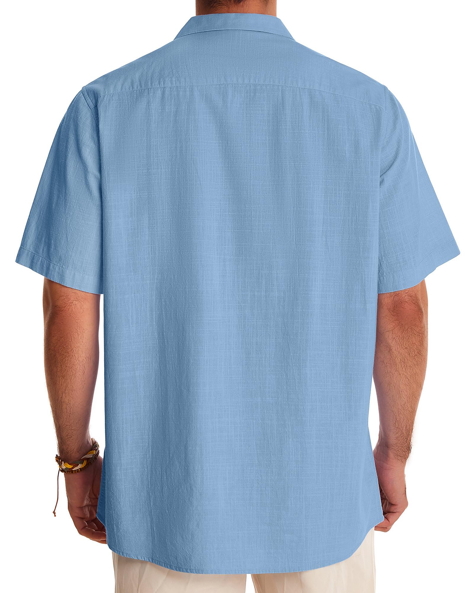 Men's Linen Shirts Short Sleeve - Breathable Cotton Button Down Shirts for Summer, Beach & Vacation - Casual Cuban & Hawaiian Style Shirts for Outdoor Activities, Travel & Tropical Getaways