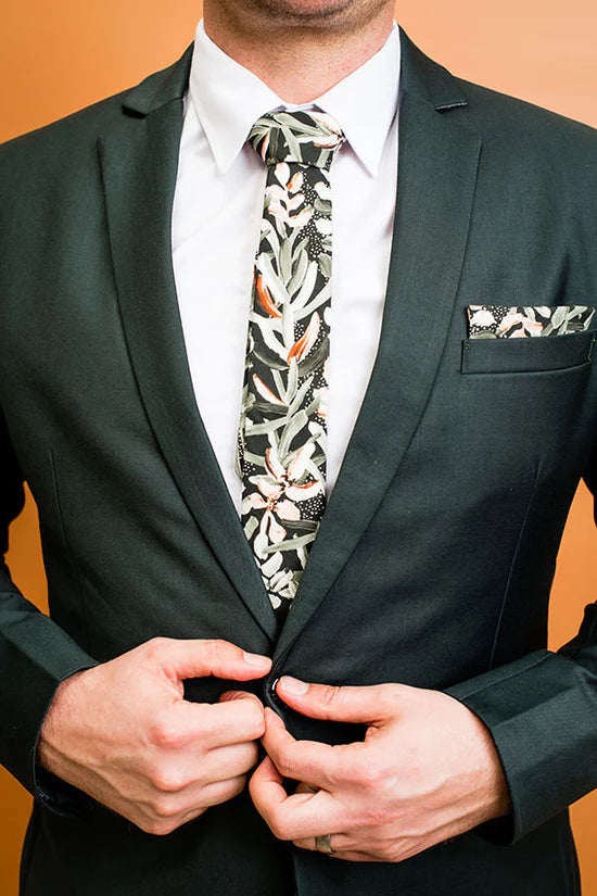 Elegant Protea Green Silk Tie for Men - Perfect for Weddings, Business Meetings & Formal Events