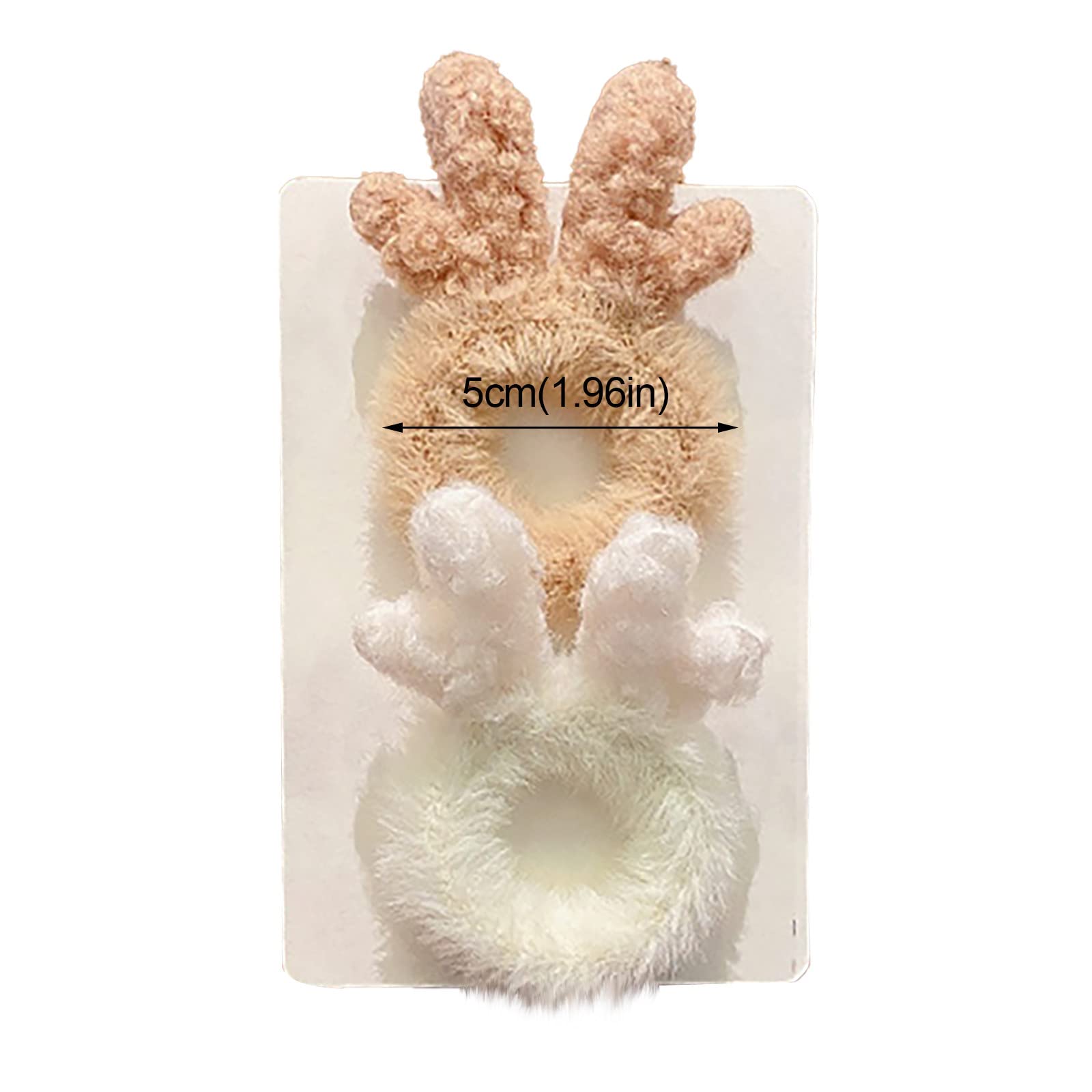 1 Pair Soft Furry Hair Ties - Cute Plush Elastic Scrunchies with Animal Ears (Cat/Bear/Antlers) for Women & Girls - Perfect for Ponytails, Buns & Everyday Hair Accessories