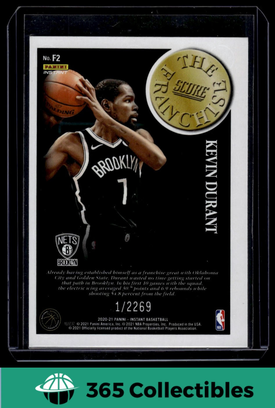 2020-21 Panini Instant NBA Score The Franchise Kevin Durant #F2 Brooklyn Nets Basketball Trading Card - Perfect for Collectors, Fans & Sports Memorabilia Enthusiasts