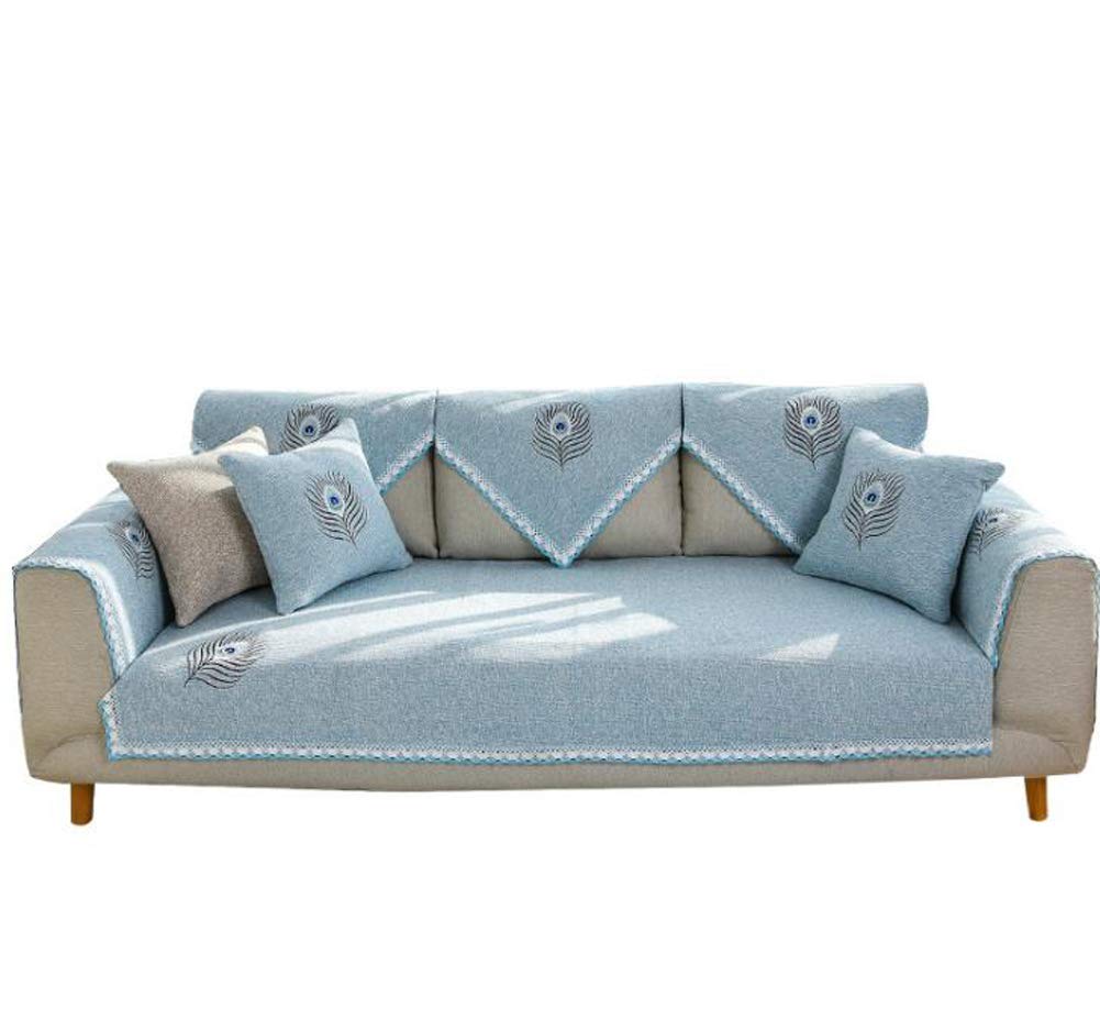 Modern Decorative Couch Cushion Cover - Blue Embroidery Sofa Slipcover for Loveseat & Recliner (18x18 Inches) | Sectional Furniture Protector | Perfect for Living Room, Bedroom & Home Decor