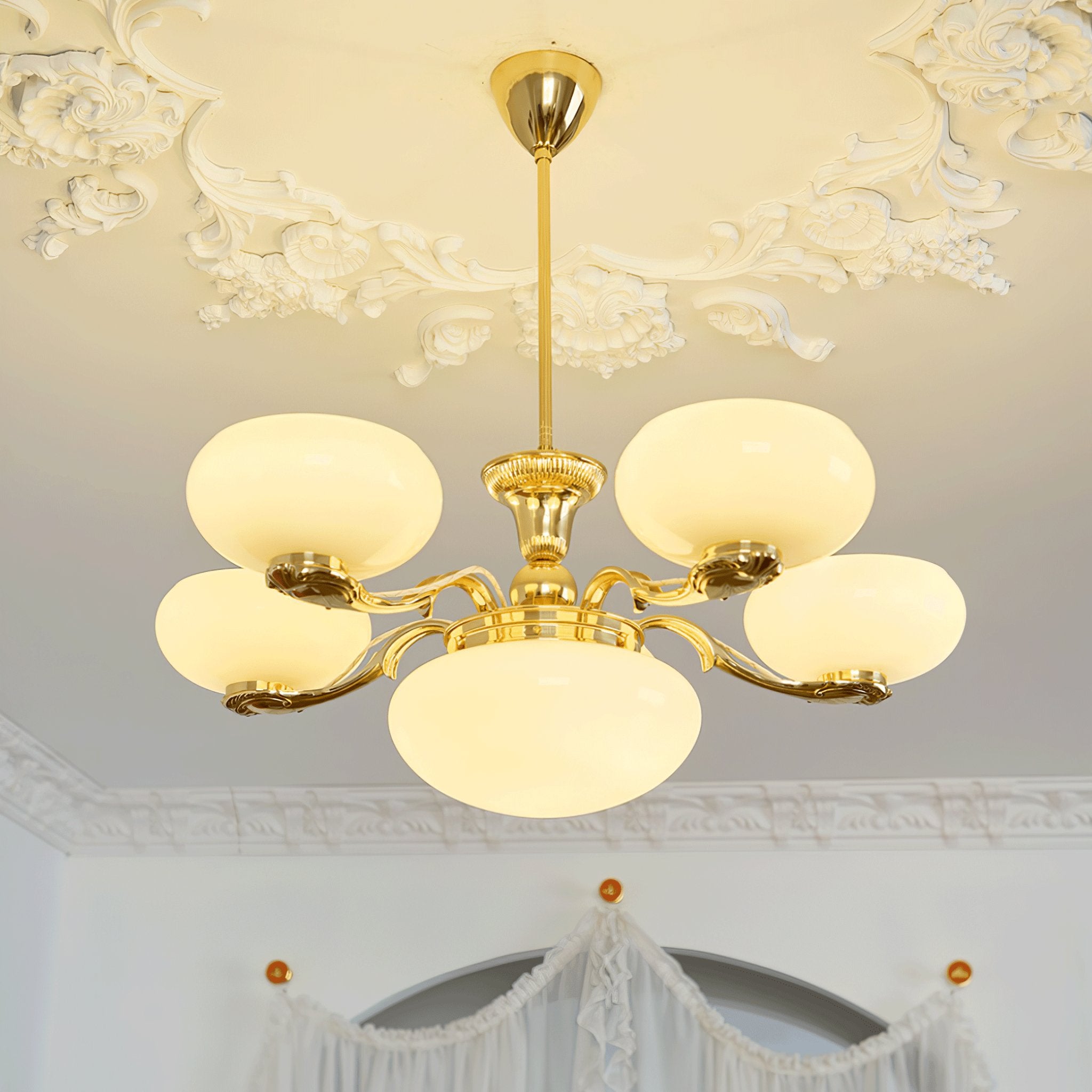 Elegant Brass Radiance Orb Chandelier - Modern Ceiling Light Fixture for Dining Room, Living Room & Bedroom Decor