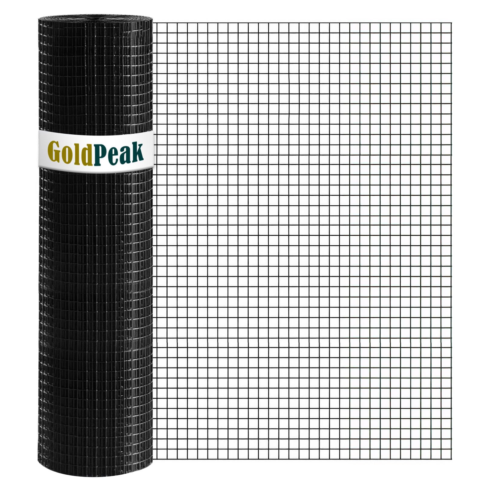 GoldPeak 1/2 Inch Black Vinyl Coated Welded Wire Mesh Roll - 19 Gauge 72