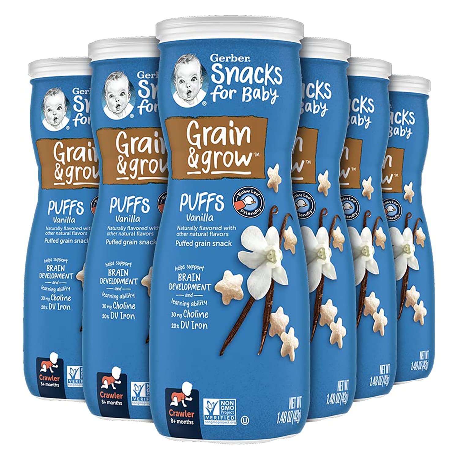 Gerber Baby Snacks Puffs - Vanilla Flavor - 6 Pack - Healthy Organic Baby Food for Toddlers - Perfect for On-the-Go, Snack Time & Travel