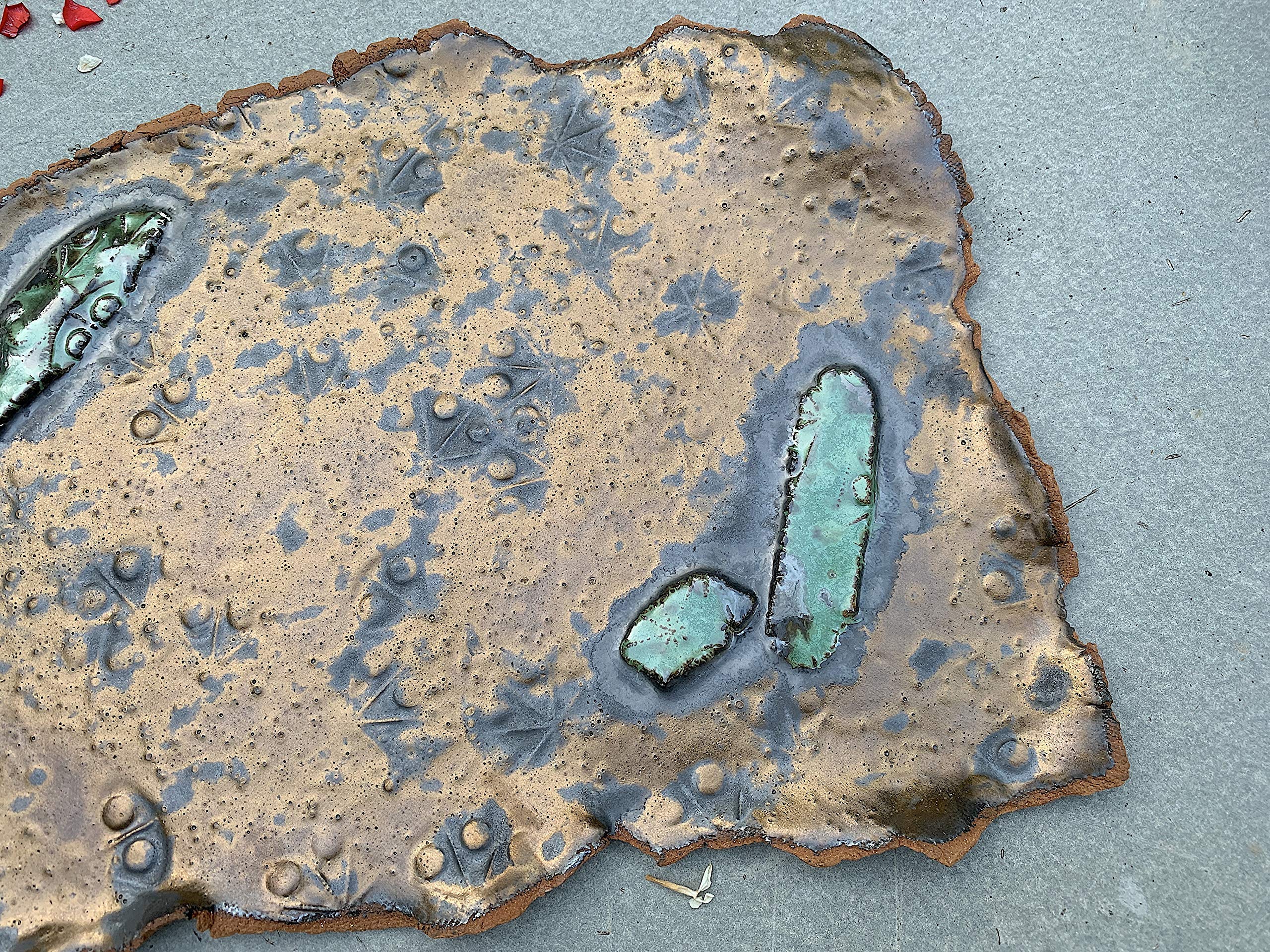Handmade Ceramic Serving Tray in Copper Gold & Grey - Elegant Charcuterie Board & Dinnerware Art - Perfect Gift for Women & Men (Birthday, Housewarming, Wedding, Holiday) - Ideal for Cheese Platters, Appetizer Displays & Home Decor