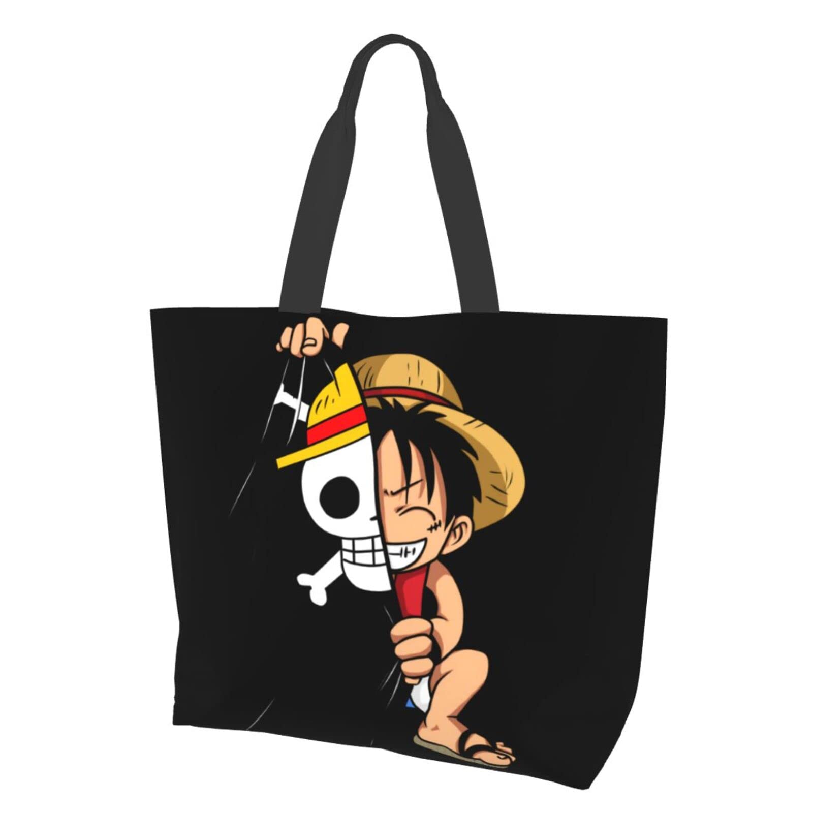 One Piece Anime Monkey D. Luffy Shoulder Bag - Reusable Eco-Friendly Canvas Tote for Women - Perfect for Shopping, School & Cosplay