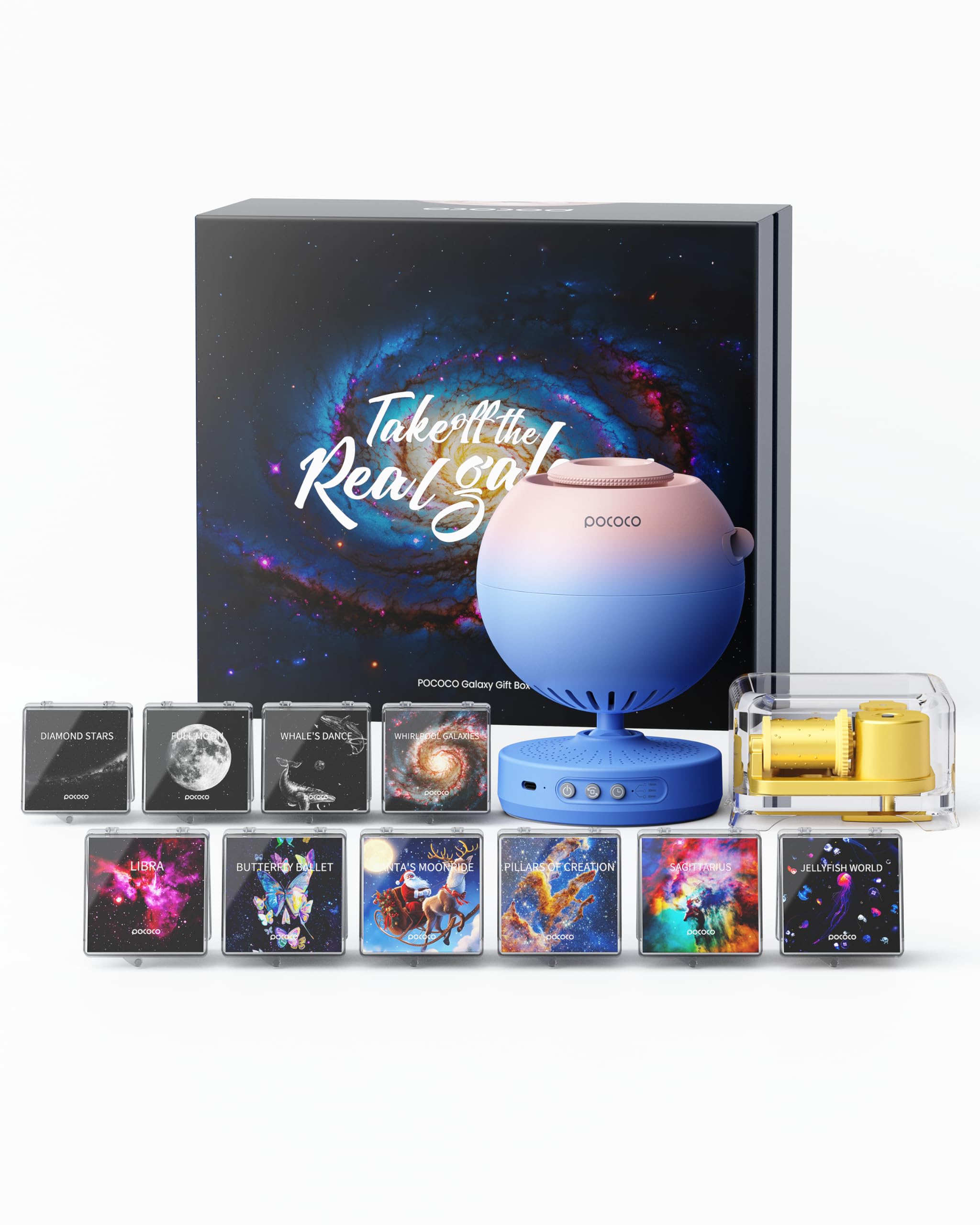 POCOCO Galaxy Star Projector with 10 Nebula Discs & Bluetooth Speaker - 360° Starry Night Light for Bedroom, Nursery, Party Decor | Perfect Gift for Valentine's Day, Christmas, Birthday | Create Relaxing Sleep Aid & Romantic Atmosphere
