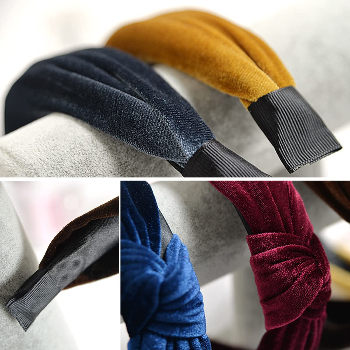 Scicent Knotted Velvet Headbands for Women - Wide Turban Hair Hoops & Top Knot Bands in Dark Coffee | Perfect for Workouts, Yoga, and Everyday Styling