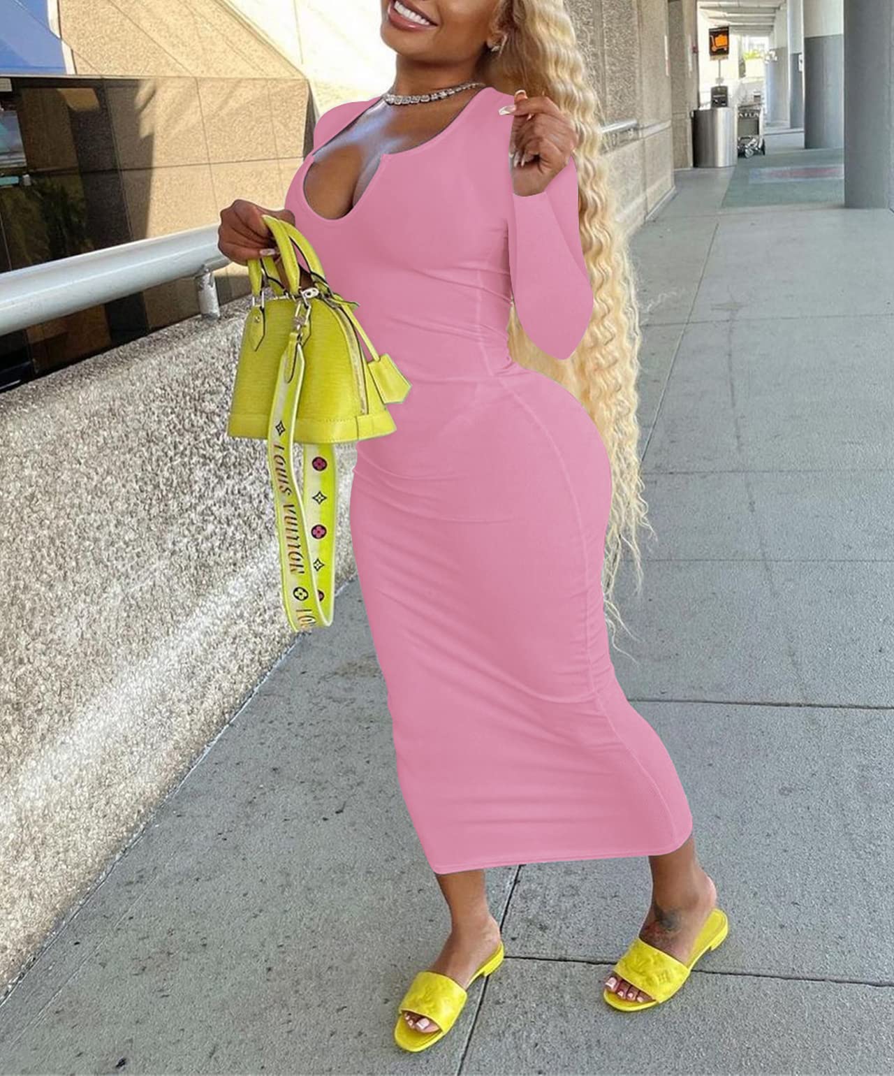Sexy Two Piece Skirt Outfits for Women - Long Sleeve/Sleeveless V Neck Bodycon Ribbed Knitted Maxi Dress for Club & Party | Perfect for Night Out, Date Night & Special Occasions