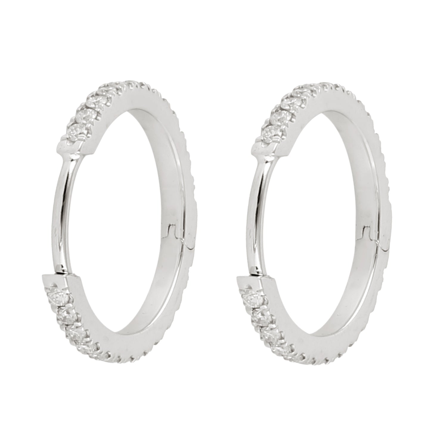 18K White Gold Micro Pave Natural Diamond Hoop Earrings for Women - Elegant Everyday Jewelry & Special Occasion Gift