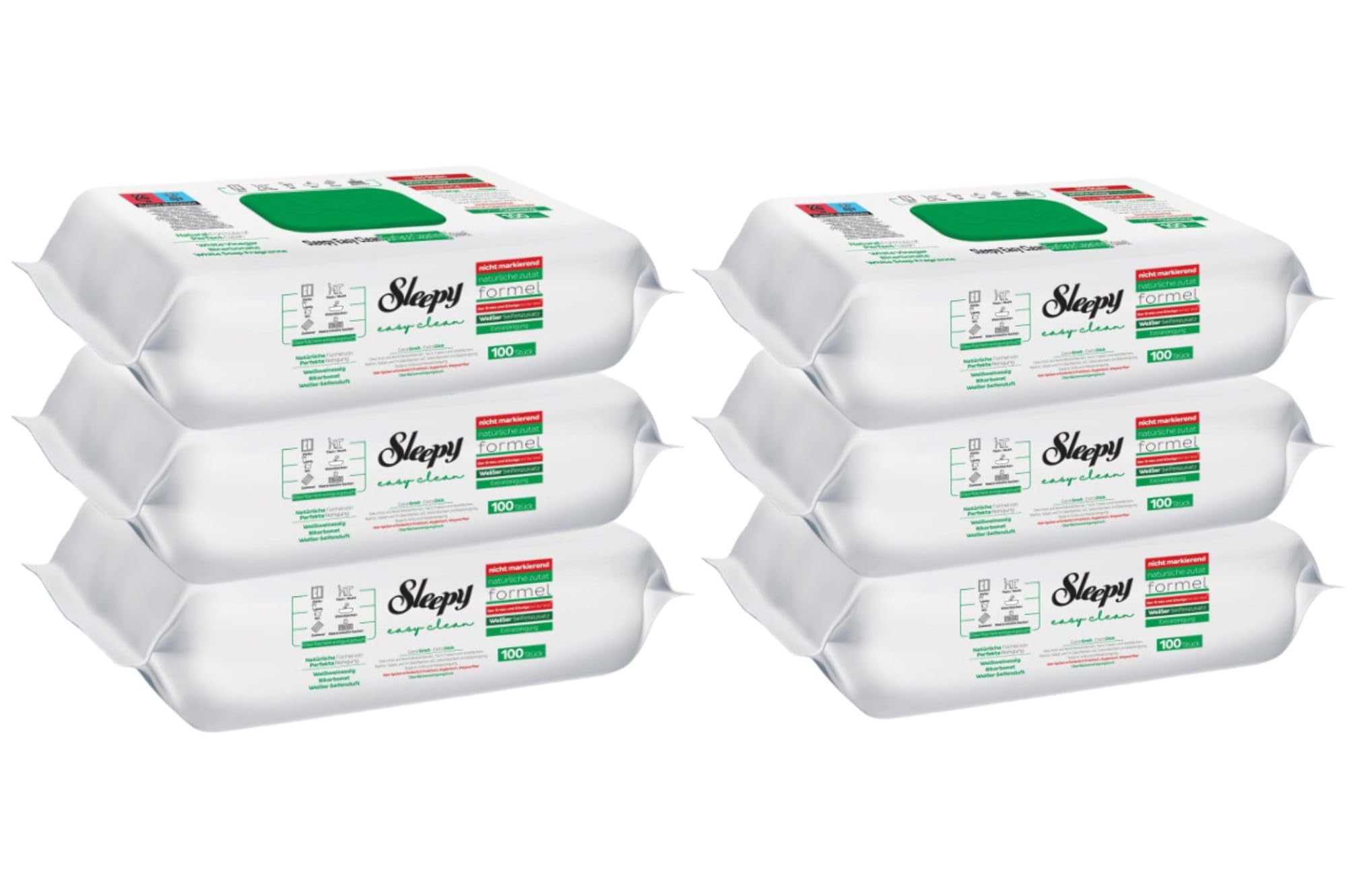 Sleepy Easy Clean Surface Cleaning Cloths - 6 Pack (600 Sheets) | White Soap Additive | Multi-Purpose Disposable Wipes for Kitchen, Bathroom & Office Cleaning