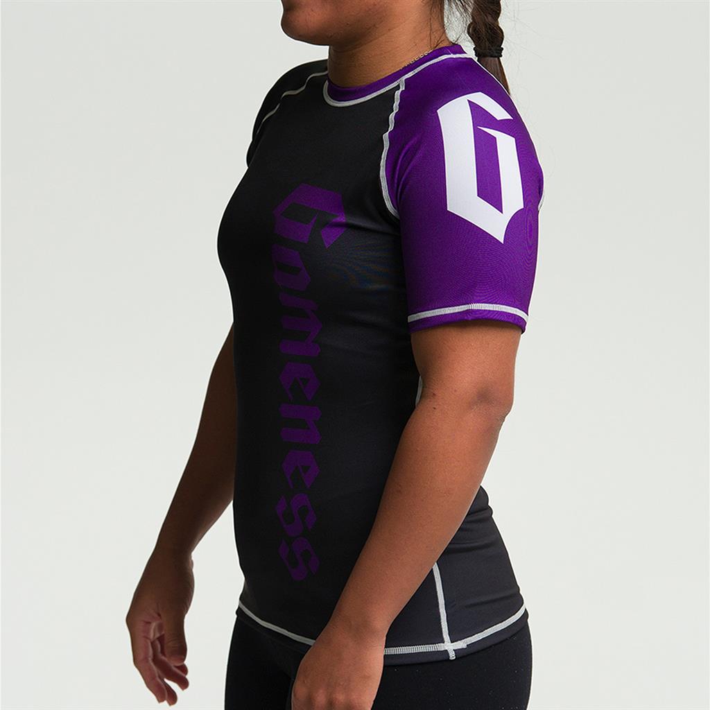Gameness Women's Short Sleeve Pro Ranked Rash Guard - BJJ MMA Training, Grappling & No-Gi Jiu Jitsu Competition Wear