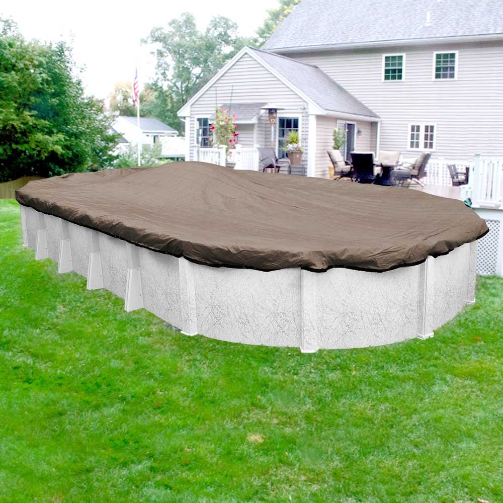 Pool Mate 432141-4-PM Extreme-Mesh Winter Oval Above-Ground Pool Cover, 21 x 41 ft, Heavy Duty 5-Year Warranty, Taupe - Perfect for Winter Protection of Oval Pools in Cold Climates