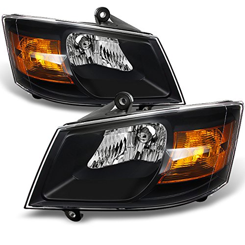 AKKON Replacement Headlights for Dodge Grand Caravan - Black LED Headlamp Assembly Pair (Driver & Passenger Side) | Durable Auto Lighting Upgrade for Night Driving & Off-Road Adventures