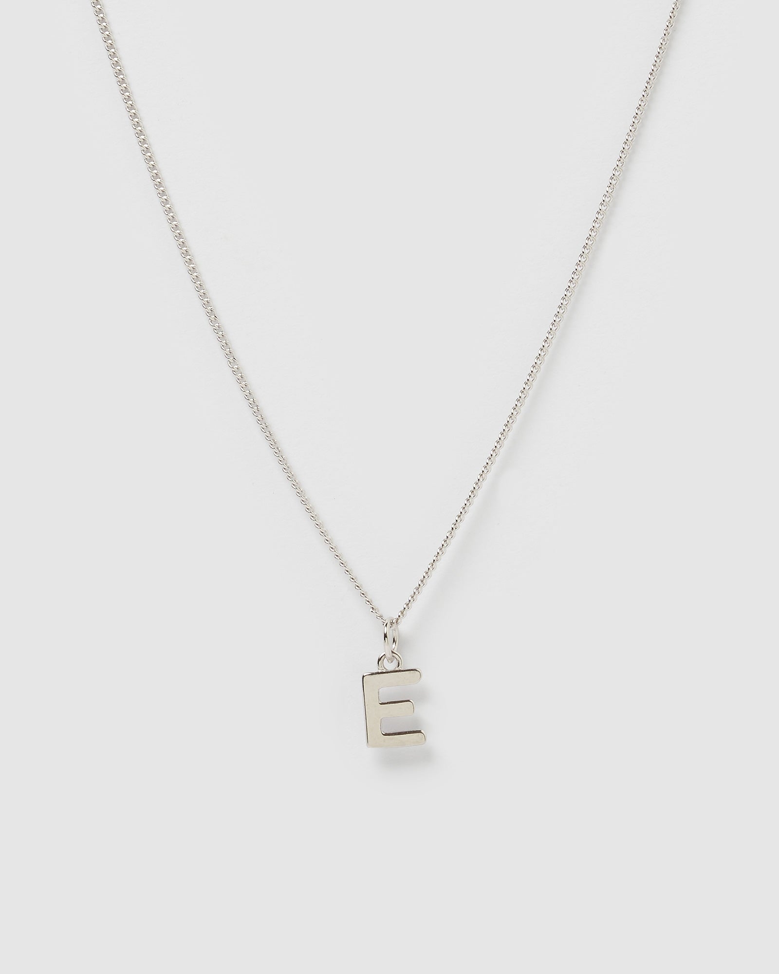 Izoa Silver Alphabet Letter E Necklace - Elegant Initial Jewelry for Women, Perfect Gift for Birthday, Anniversary & Everyday Wear