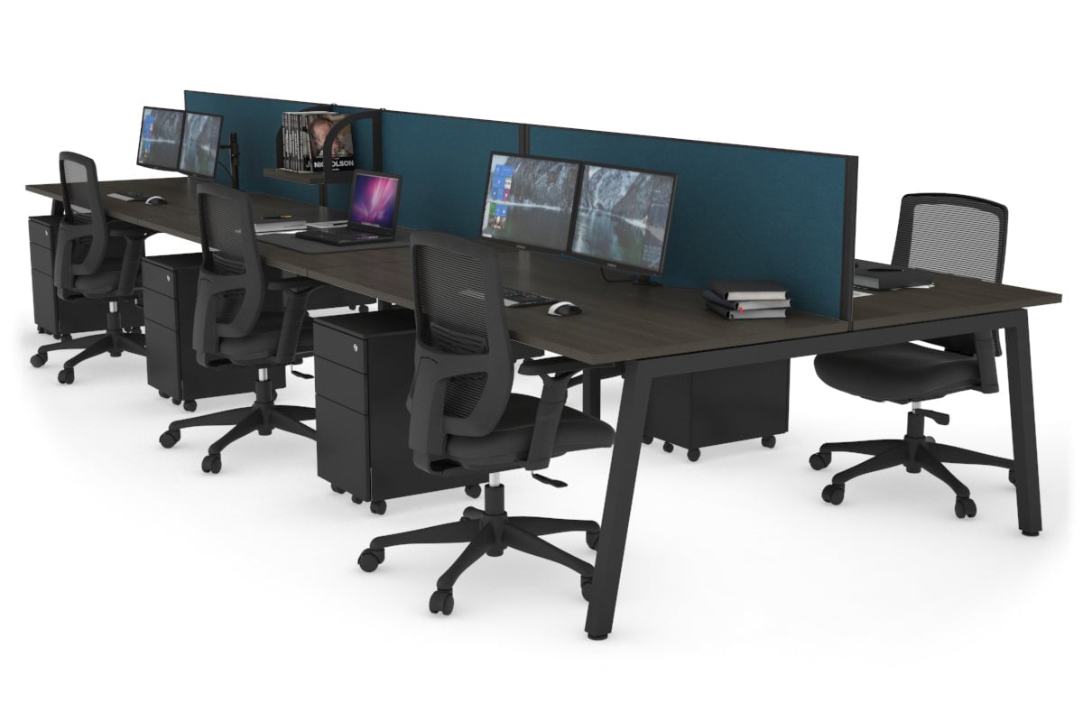Quadro 6-Person Office Workstation Desk - 1600L x 800W with Cable Management Scallop - Perfect for Team Collaboration, Open Office Spaces & Conference Rooms