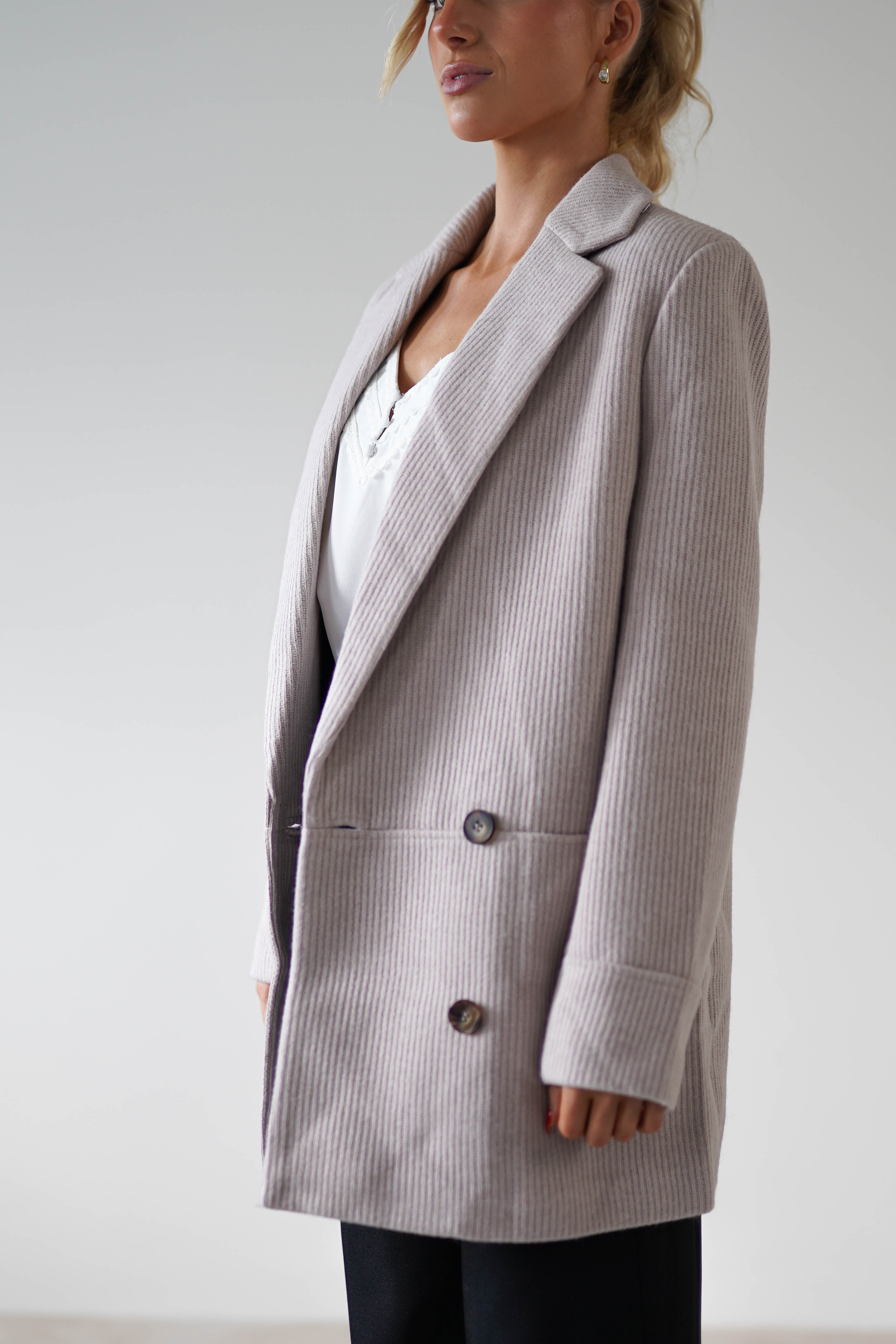 Reno Oversized Tailored Coat for Women - Taupe Longline Wool Blend Jacket | Perfect for Fall & Winter Layering, Office Wear & Casual Outfits