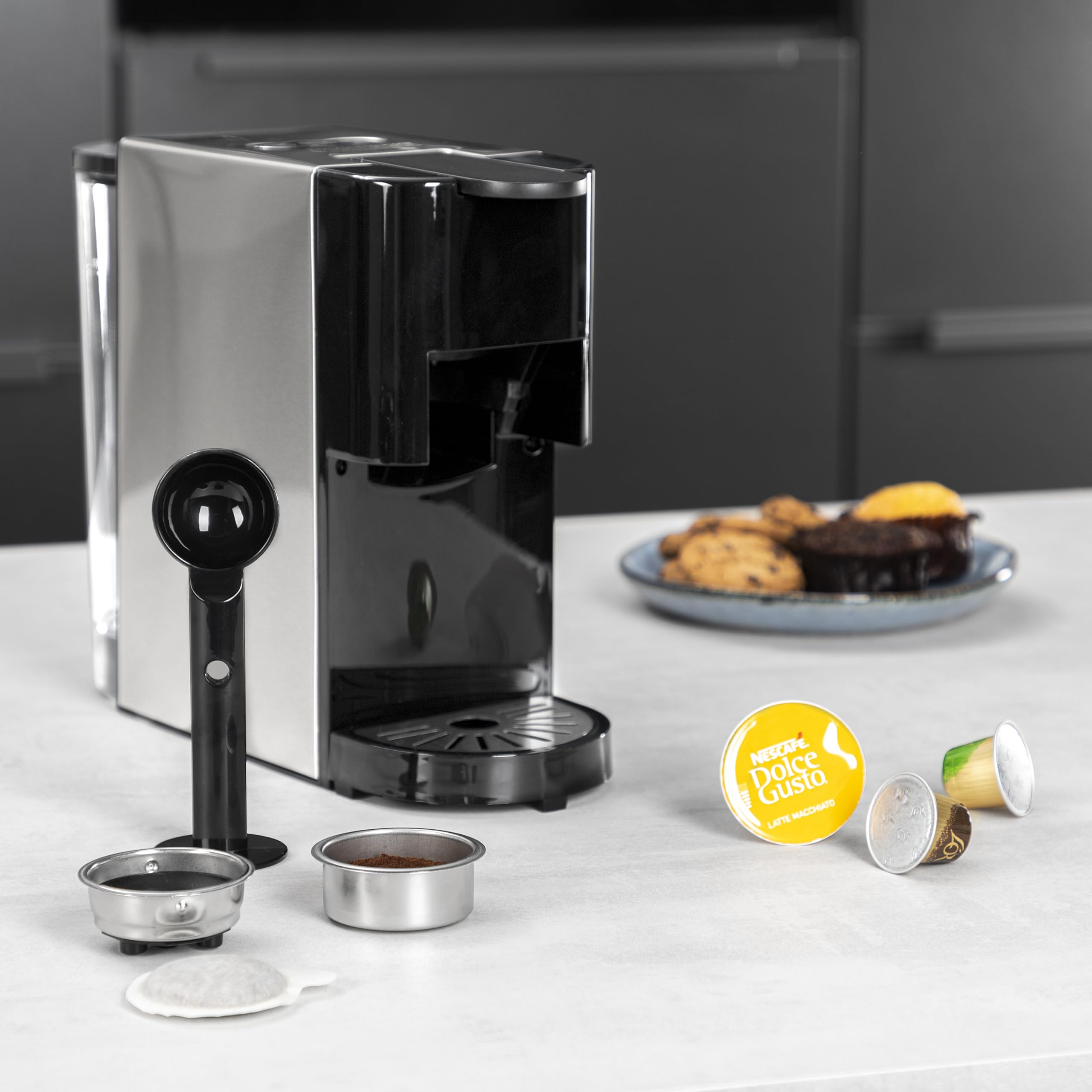 Princess 249450 Black Capsule Coffee Maker - Compact & Easy to Use for Home, Office, or Travel