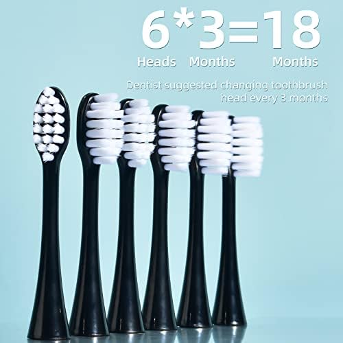 30,000 RPM Rechargeable Electric Toothbrush with 6 Brush Heads, 2-Min Smart Timer, 5 Modes & Teeth Whitening - Black - Perfect for Travel, Home & Daily Oral Care