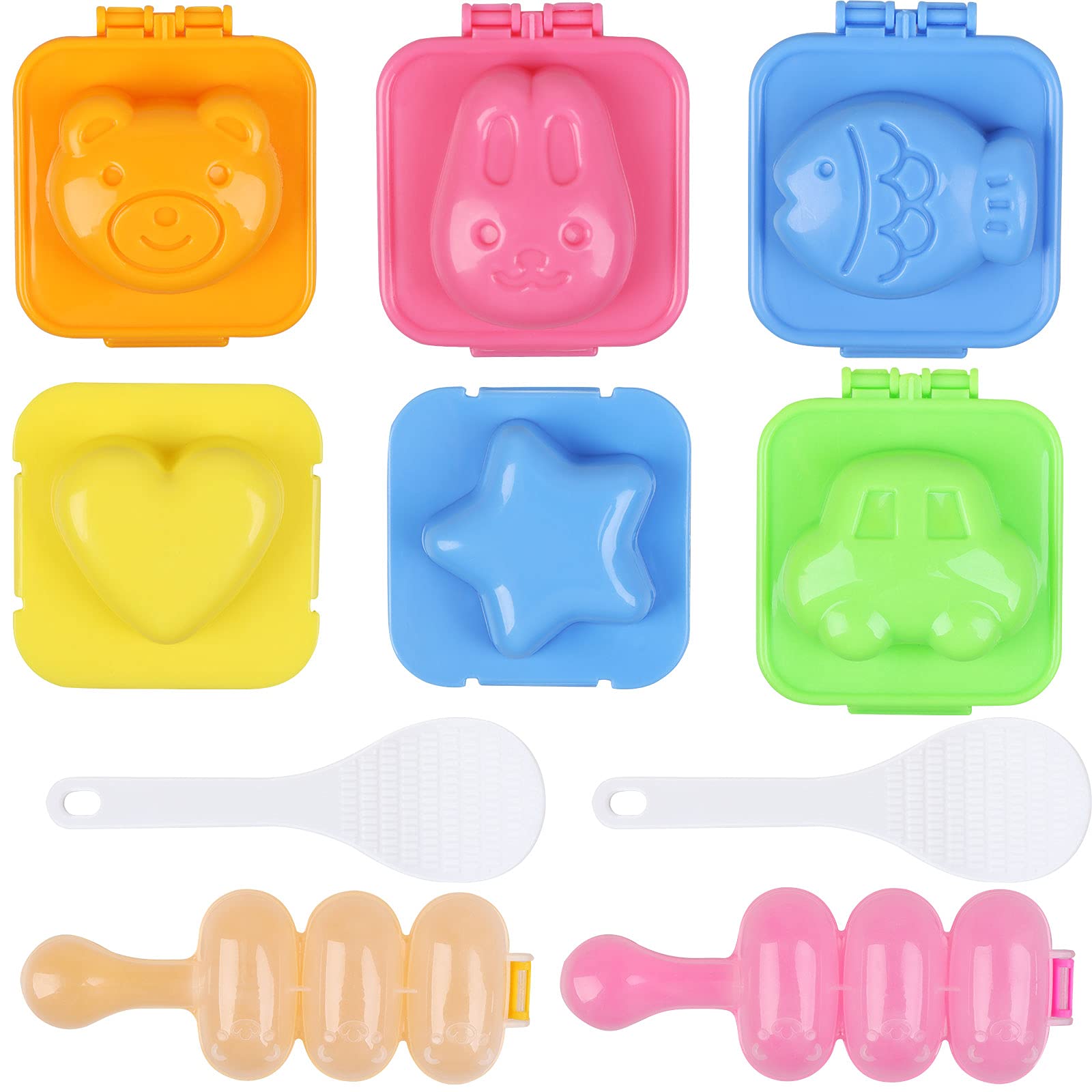 10-Piece Non-Stick Rice Ball Molds Set - Includes 2 Sushi Rice Shapers & 6 Animal Egg Molds for Beginners & Kids | Perfect for Bento Boxes, Home Cooking, and Fun DIY Japanese Cuisine