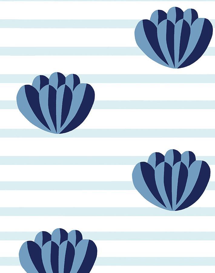 Clare V. 'Lotus Stripe' Blue Wallpaper - Premium Peel & Stick Wallpaper for Bedroom, Living Room & Nursery Decor